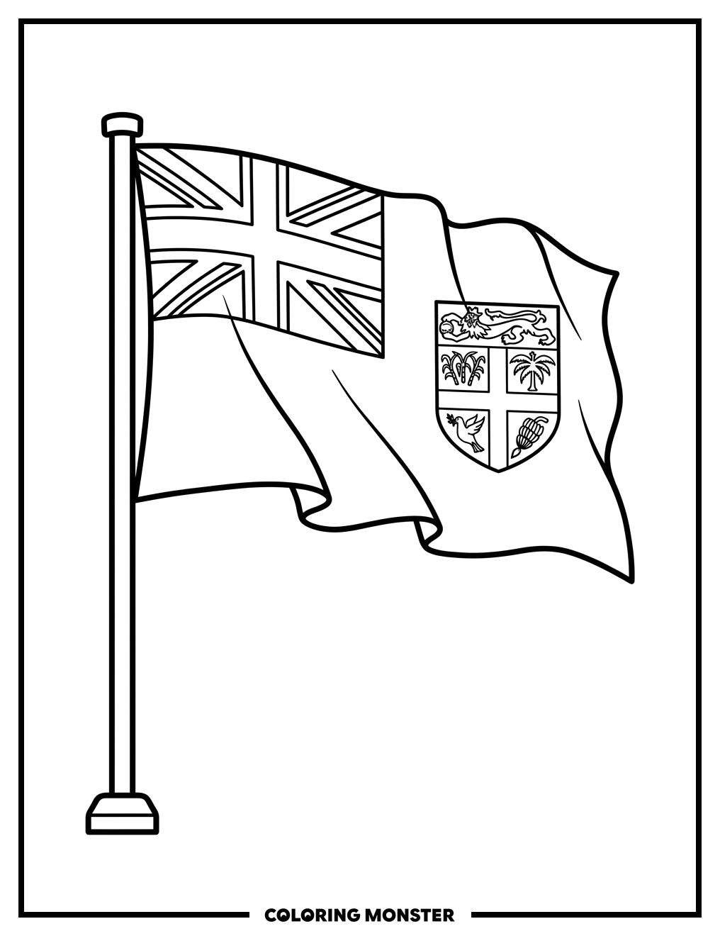 Fiji Flag Waving Coloring Page
