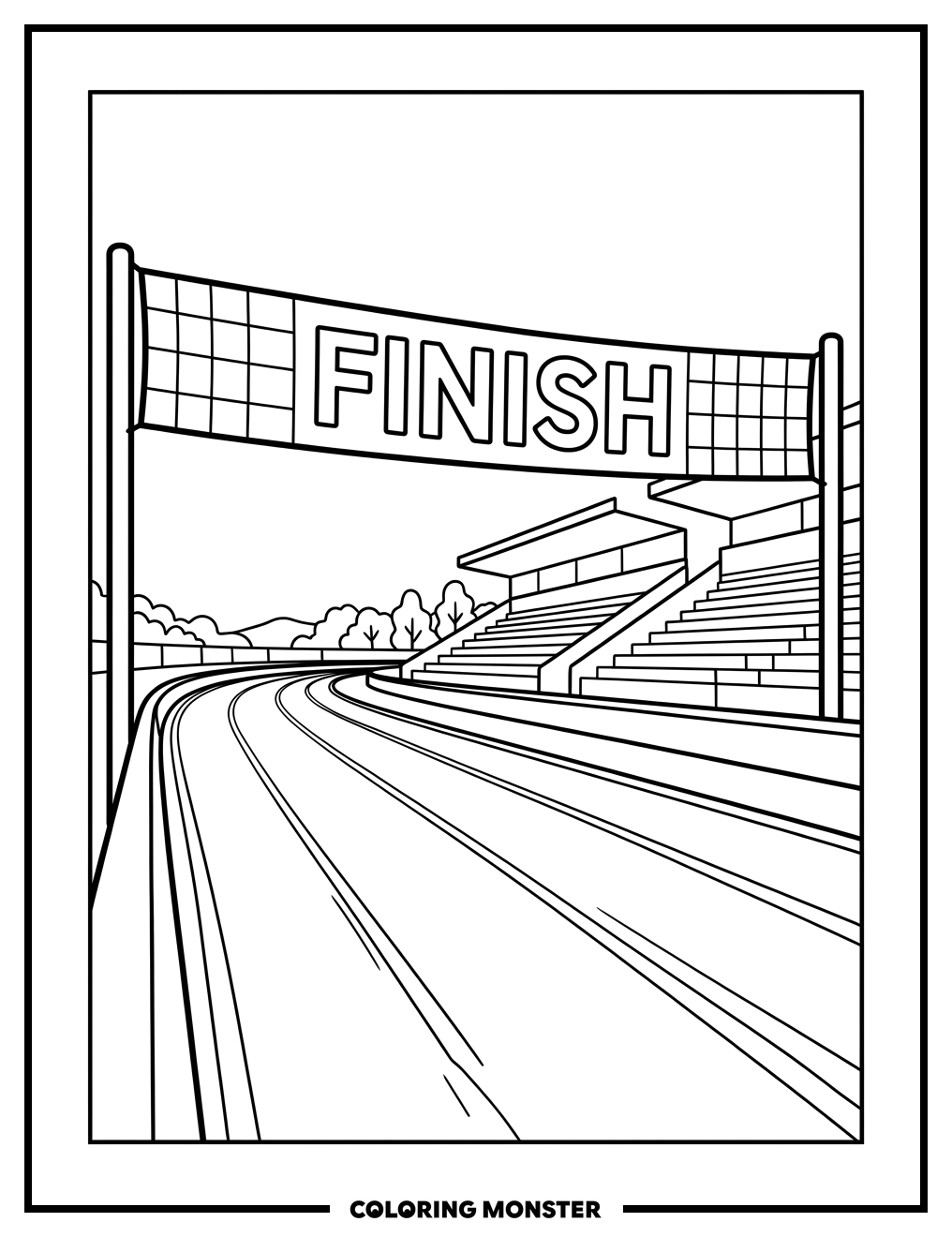 Finish Line Banner at Speedway Coloring Page