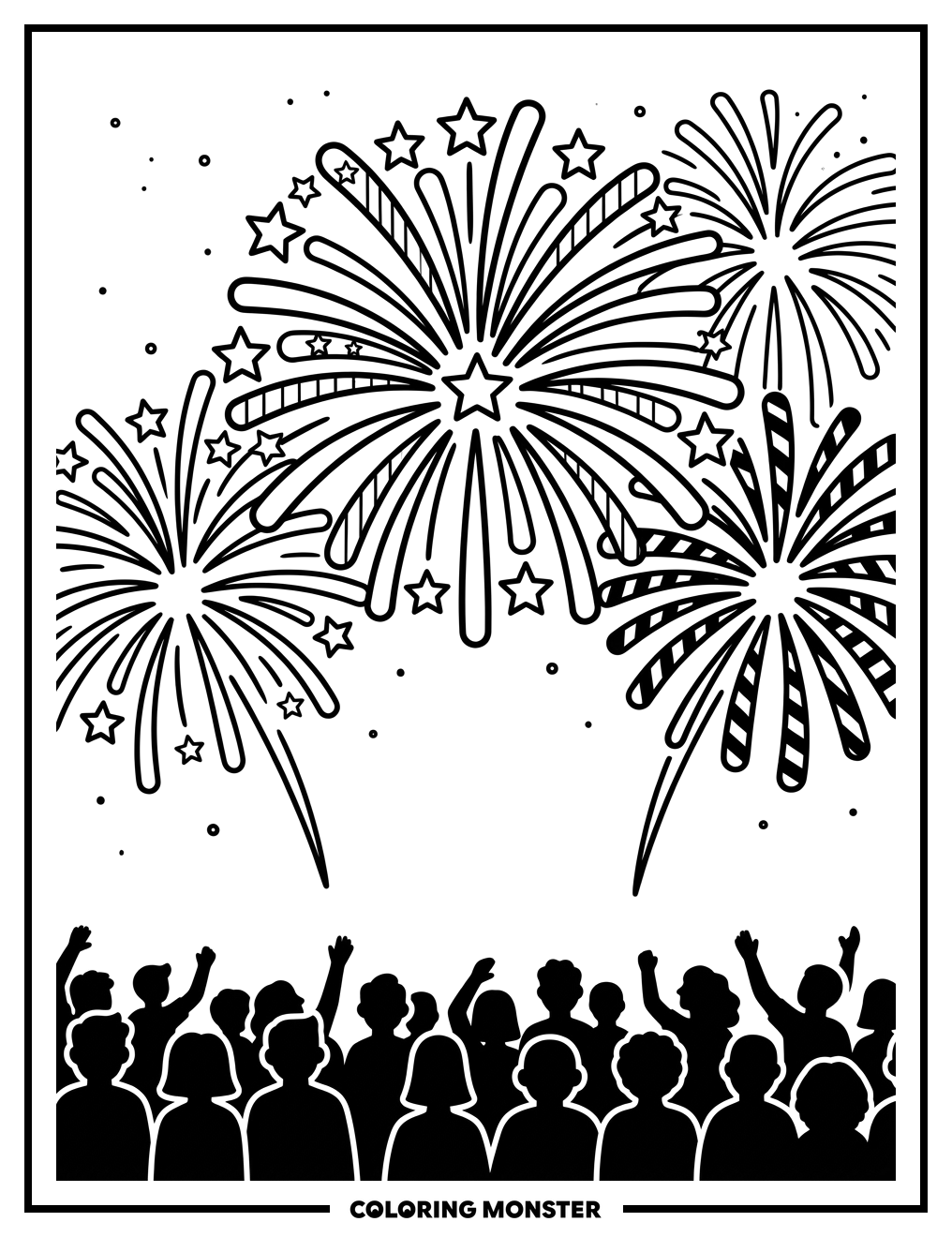 Fireworks Over Silhouetted Crowd