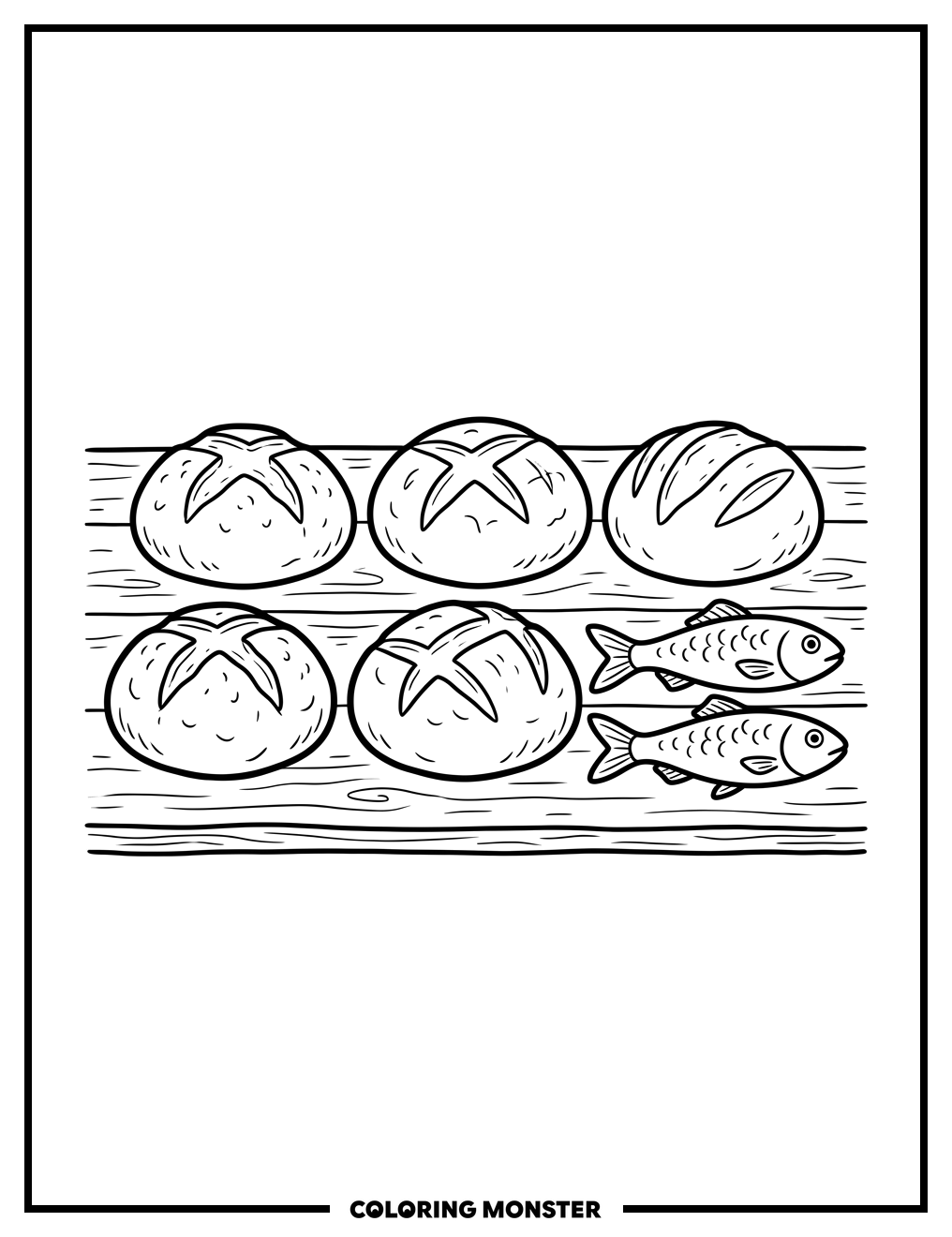 Five Loaves and Two Fish Coloring Page