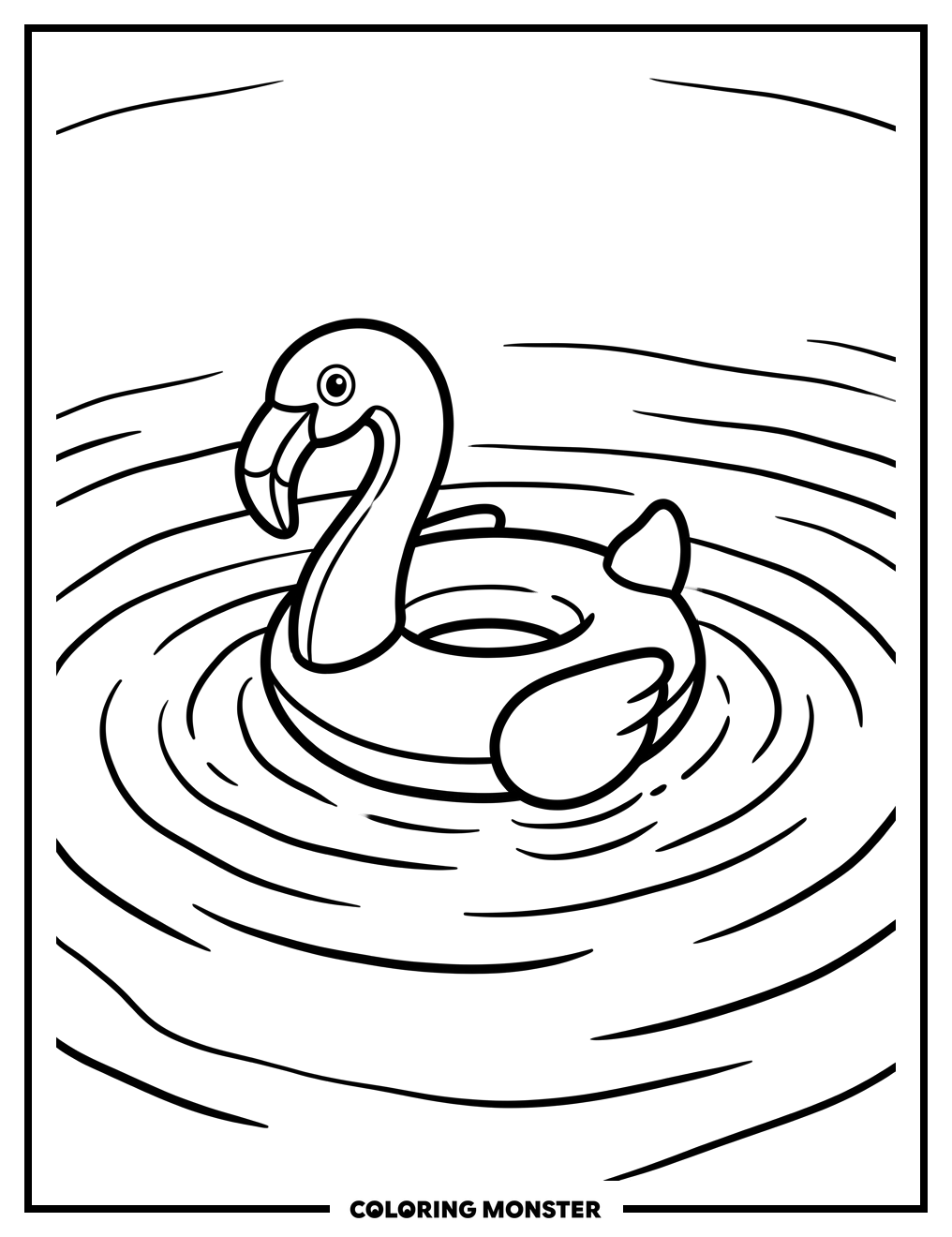 Flamingo Pool Float Coloring Page