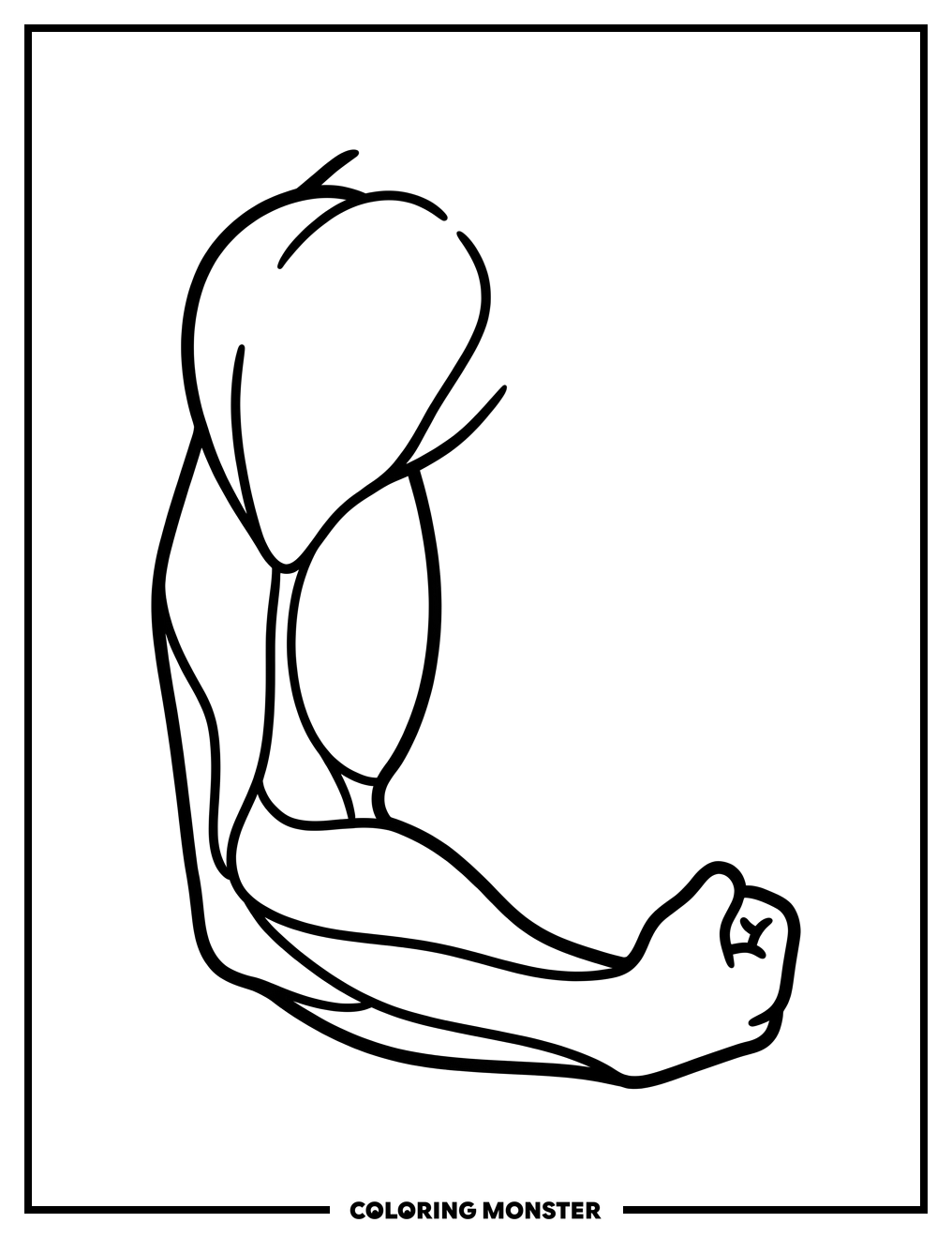Flexed Bicep Muscle Coloring Page