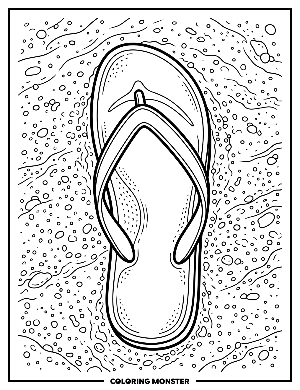 Flip Flop on Sand Coloring Page