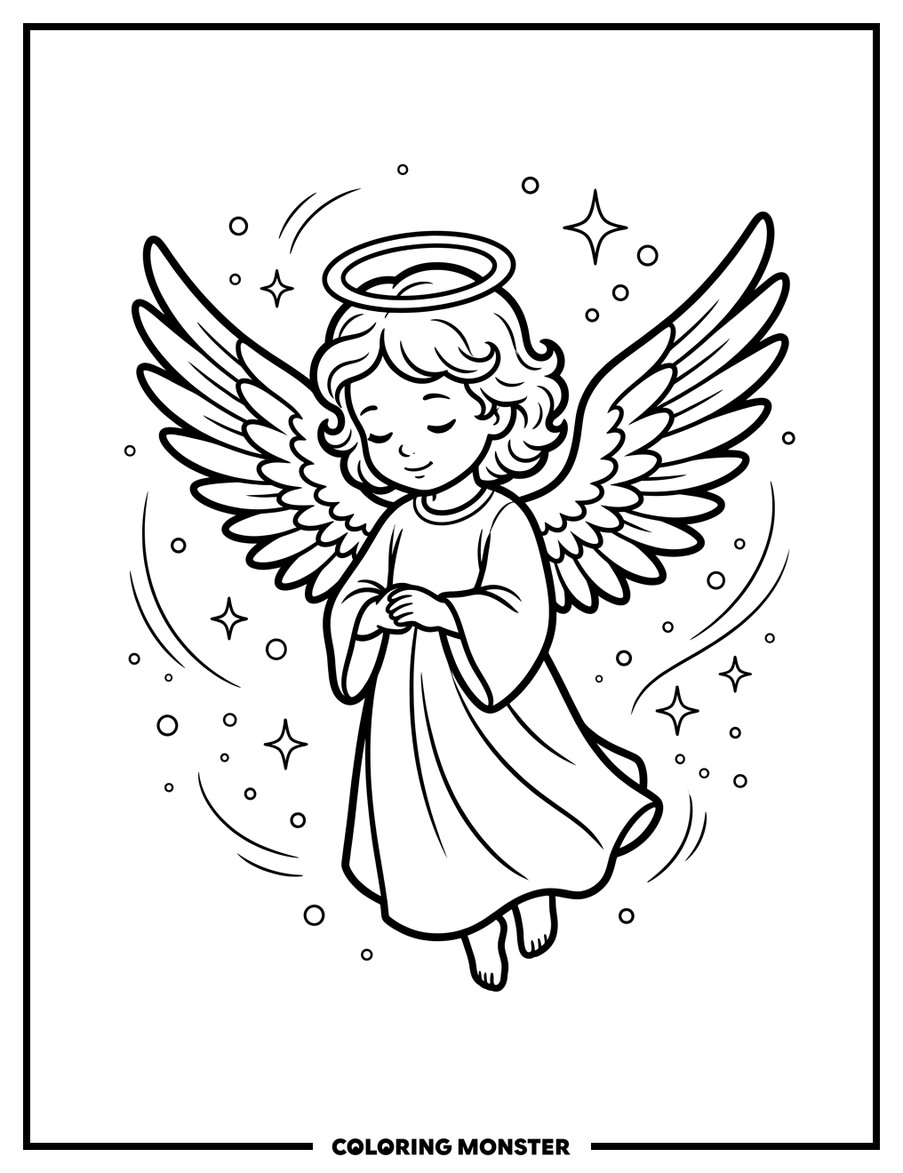 Floating Cherub Angel Coloring Page