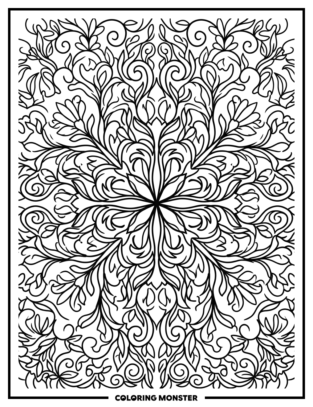 Floral Abstract Design Coloring Page