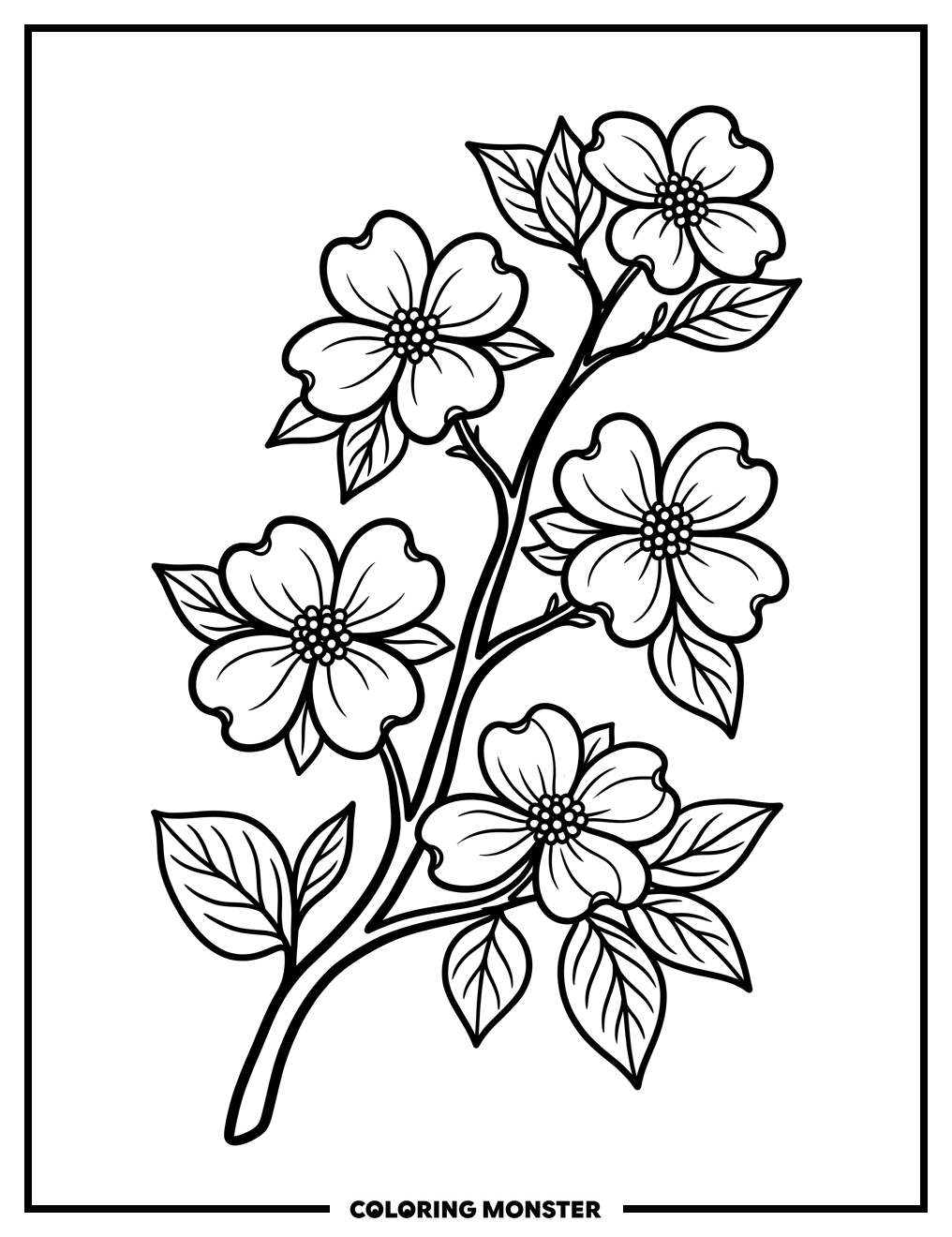 Flowering Dogwood Branch Coloring Page