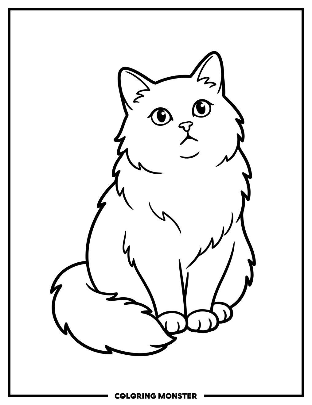 Fluffy Cat Resting Coloring Page