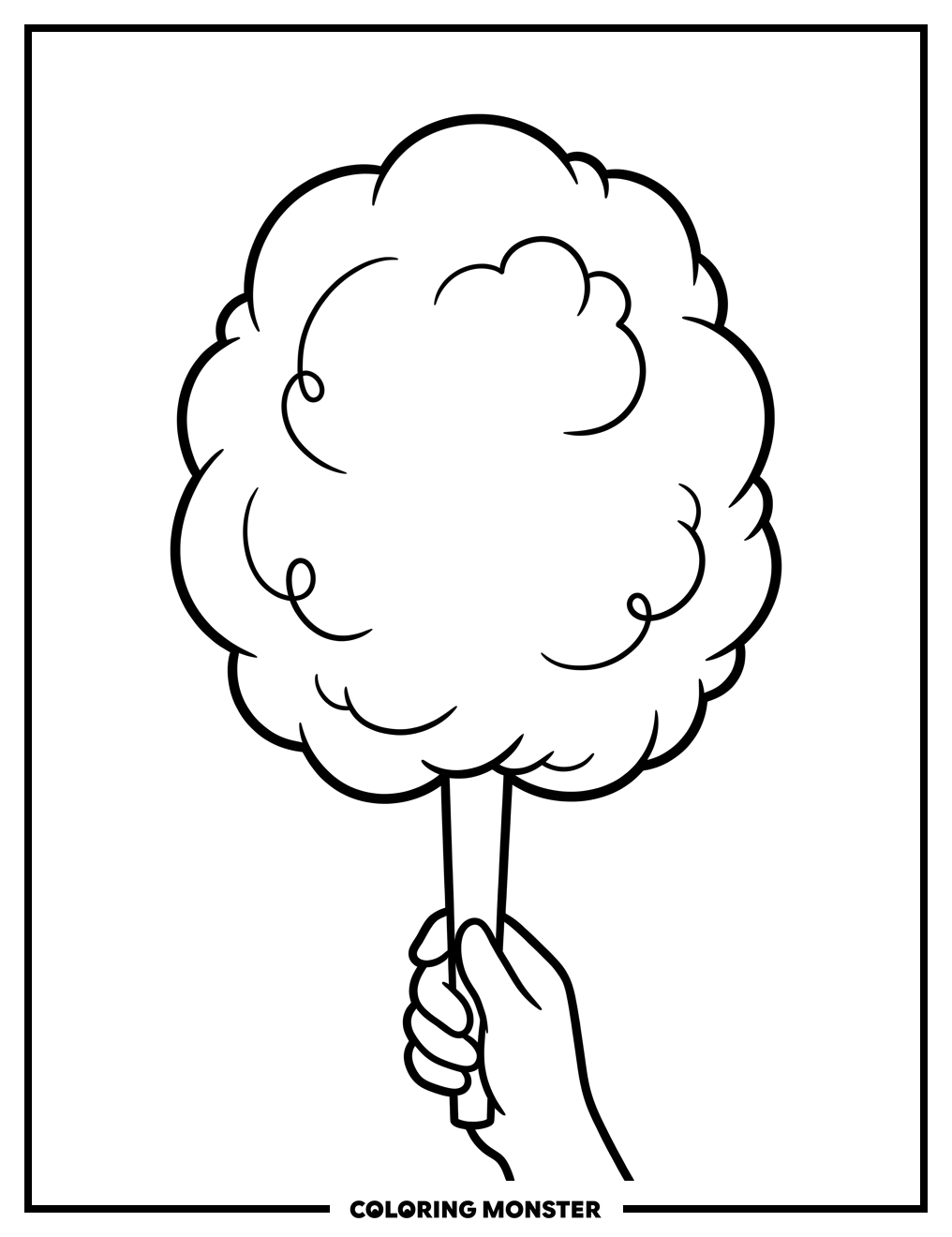Fluffy Cotton Candy Treat Coloring Page
