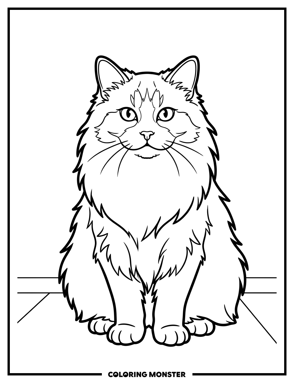 Fluffy Ragdoll Cat Coloring Page