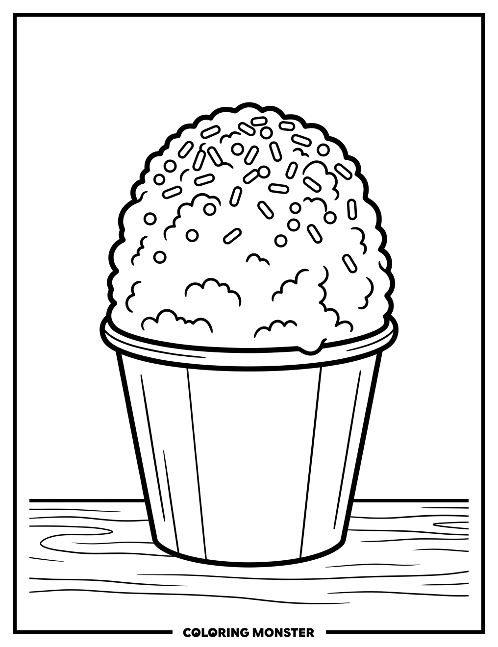 Fluffy Snow Cone with Sprinkles Coloring Page