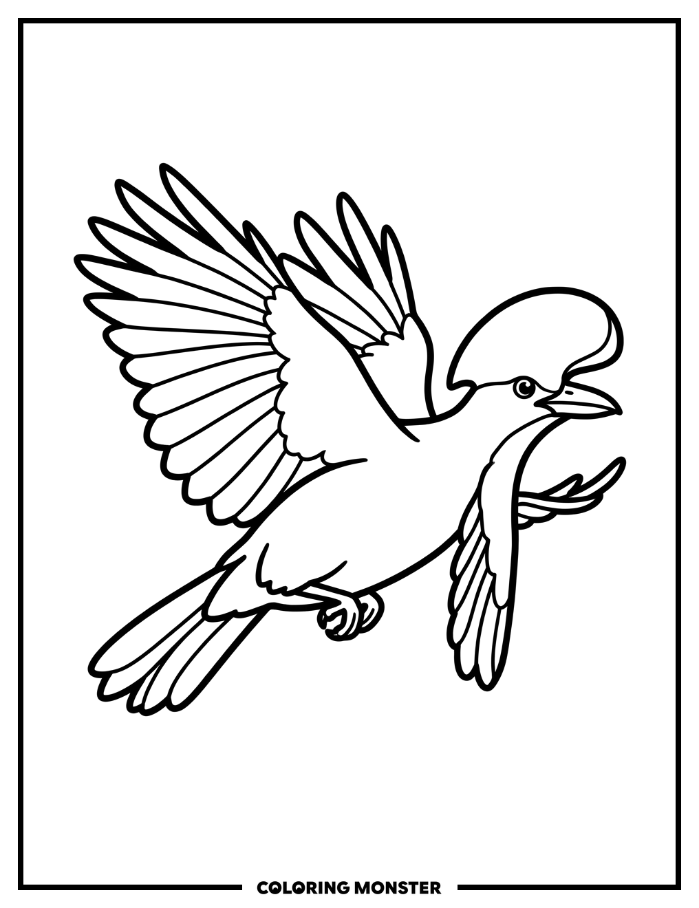 Flying Umbrella Bird Coloring Page