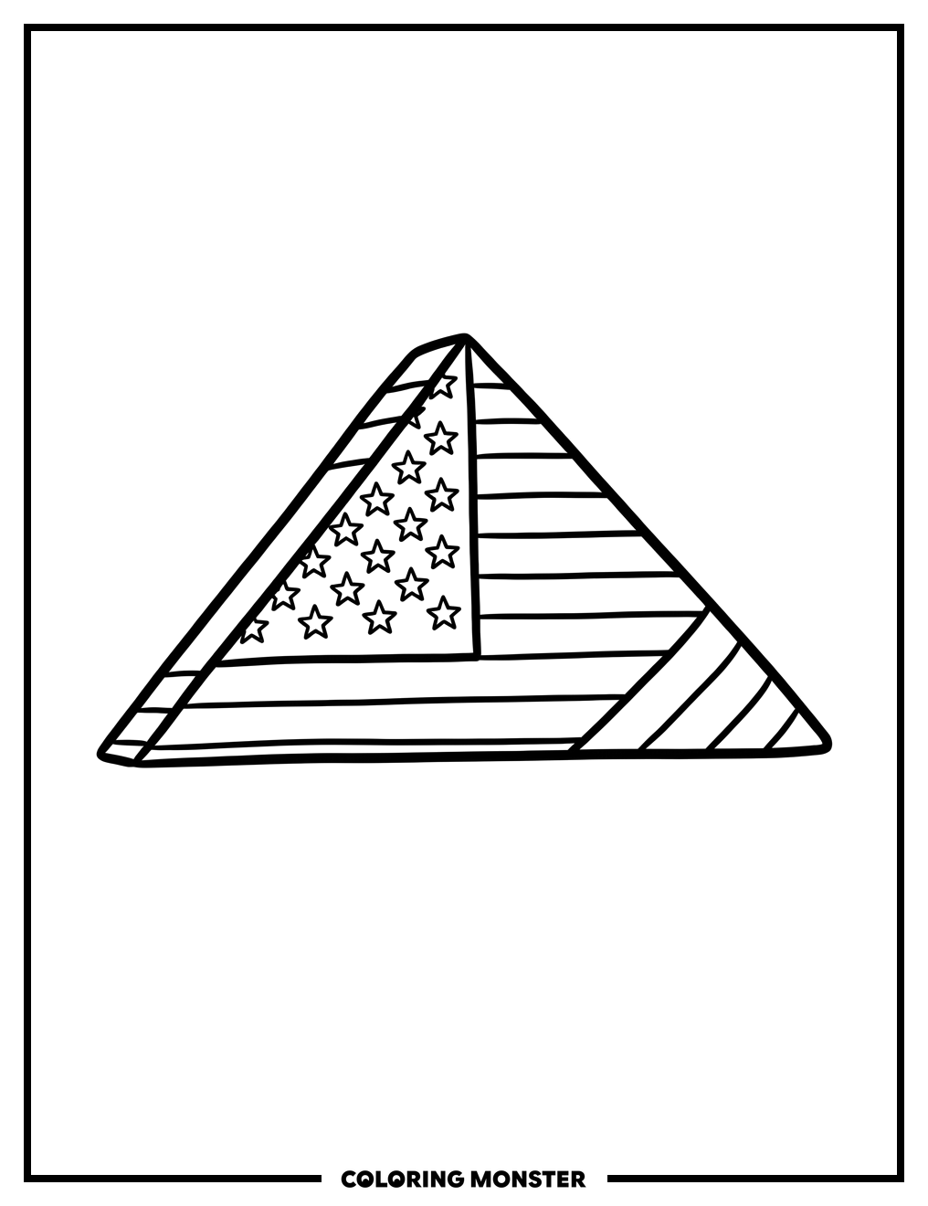Folded American Flag Coloring Page