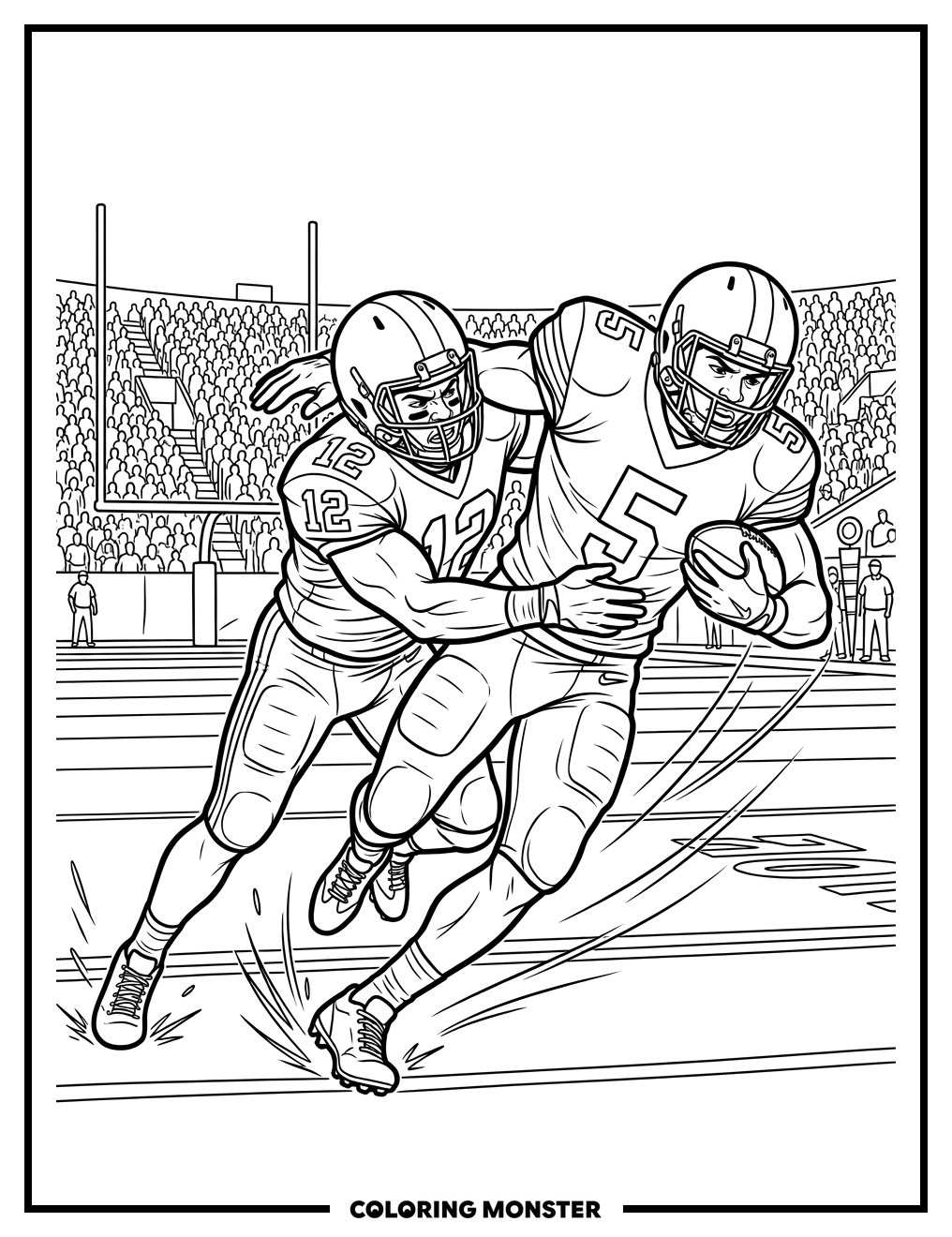 Football Player Tackling Opponent Coloring Page