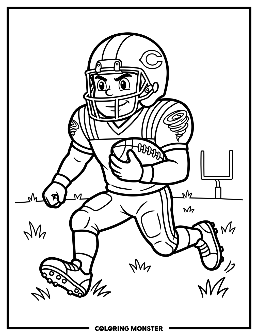 Football Player with Football Coloring Page