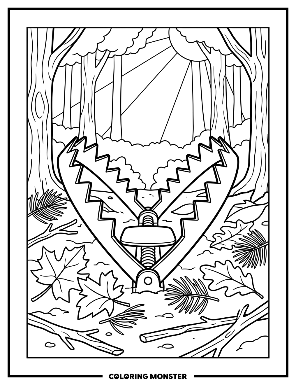Forest Bear Trap Coloring Page