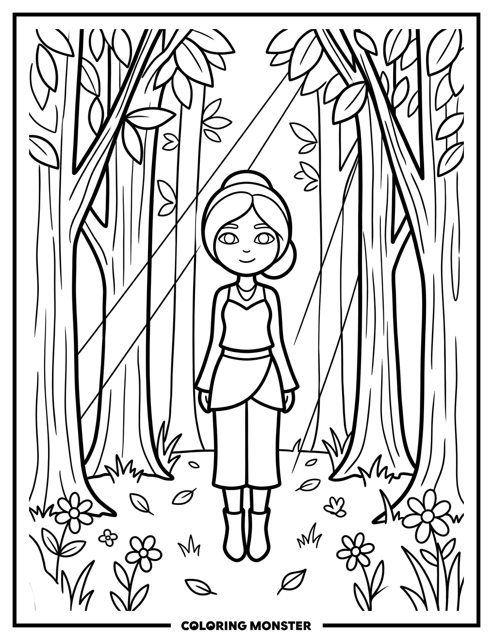 Forest Clearing Character Coloring Page