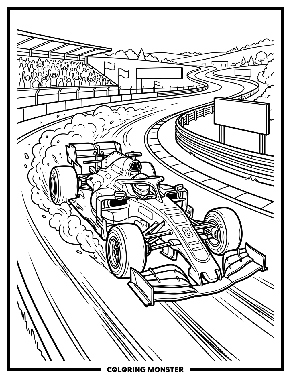 Formula 1 Race Car Coloring Page