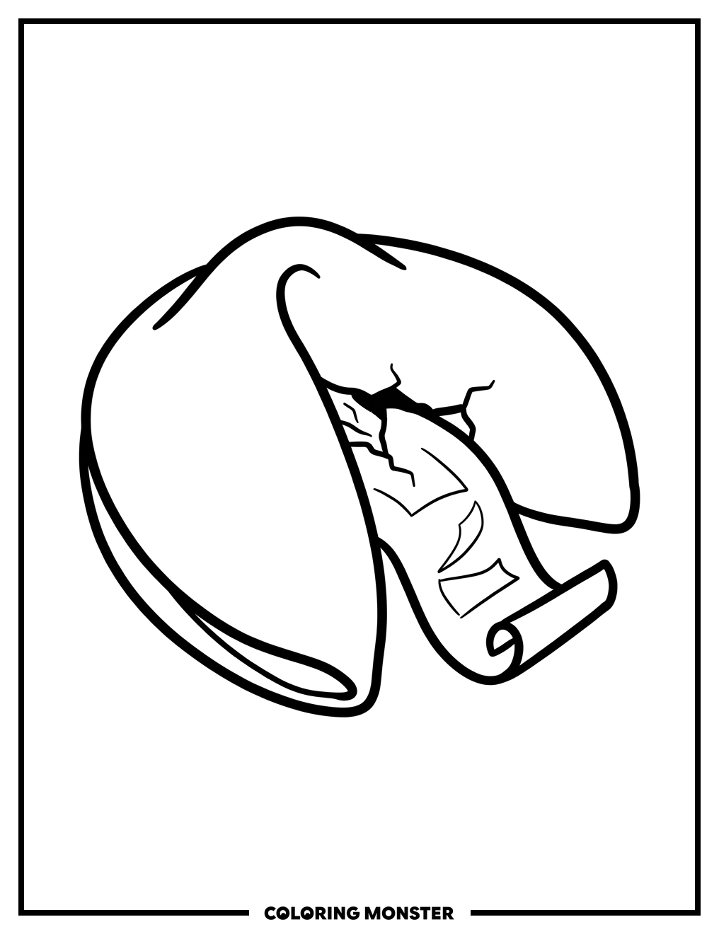 Fortune Cookie With Scroll Coloring Page