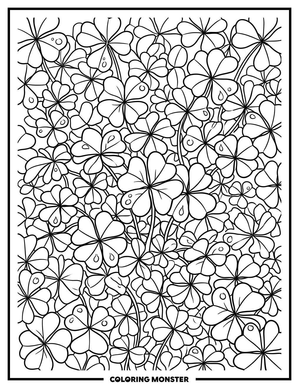 Four Leaf Clover Patch Coloring Page