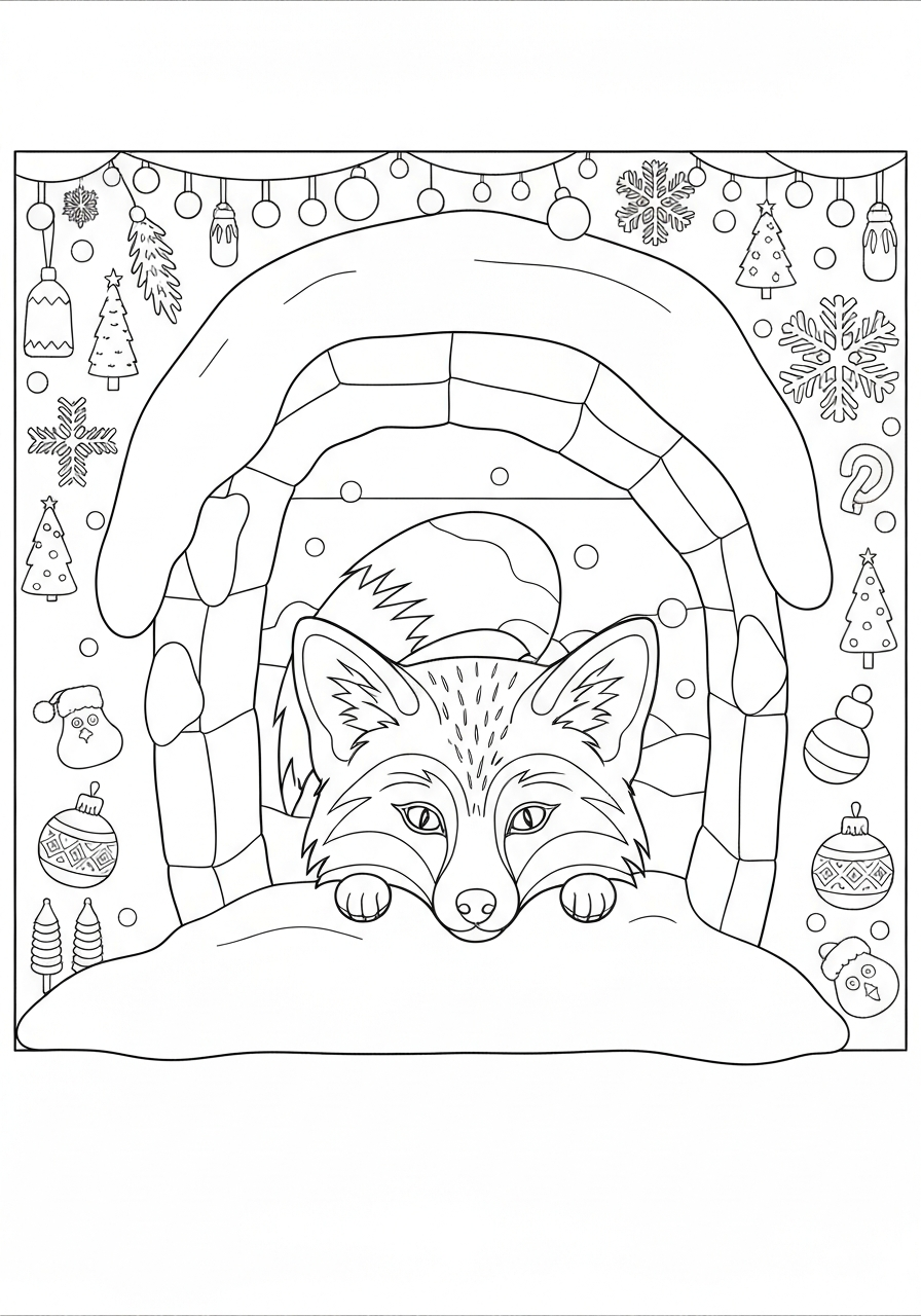 Fox Peeking Out Of A Snowy Den