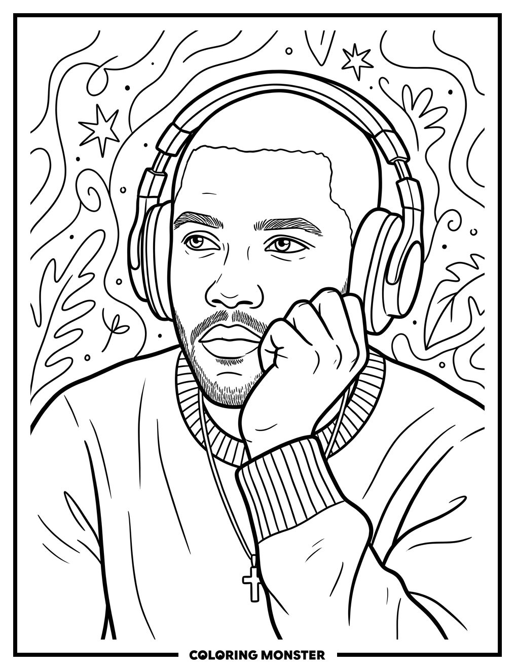 Frank Ocean Lost In Thought Coloring Page
