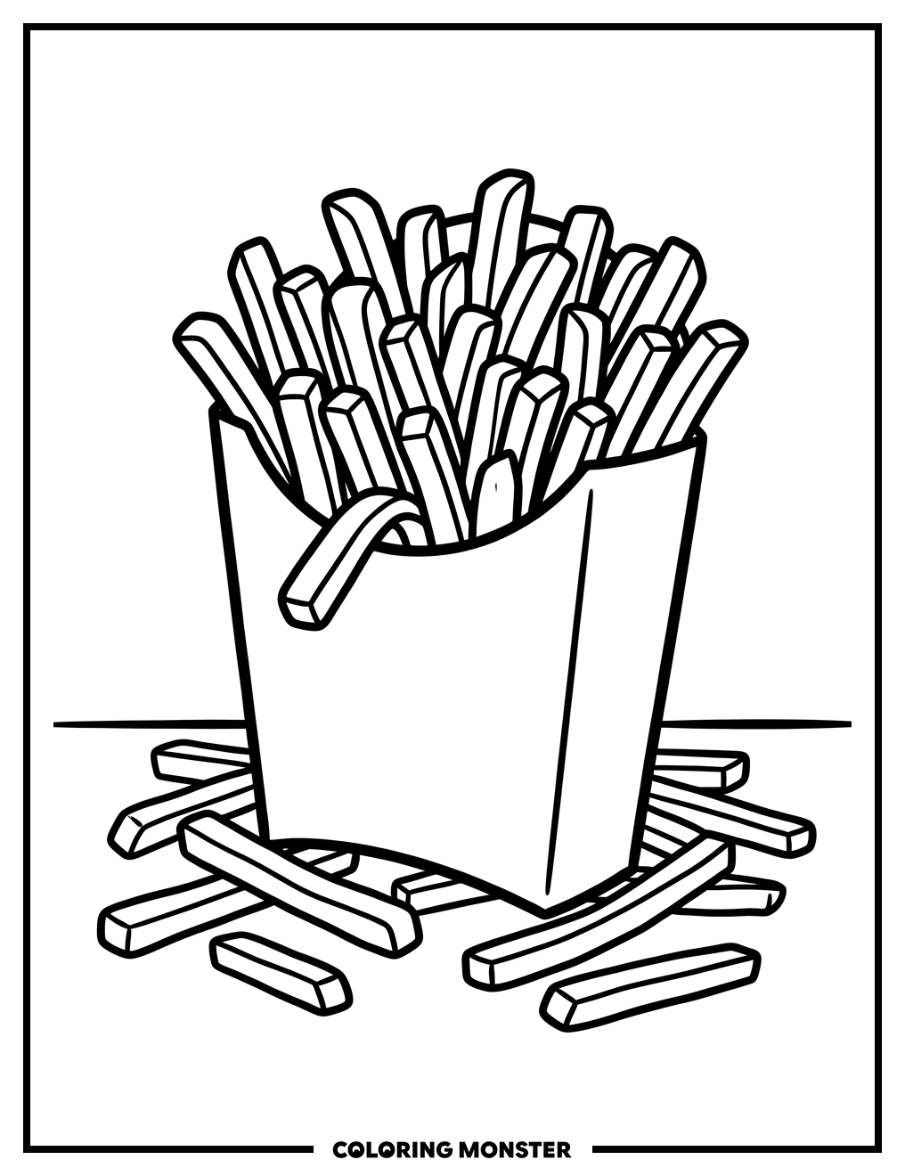 French Fries Carton Coloring Page