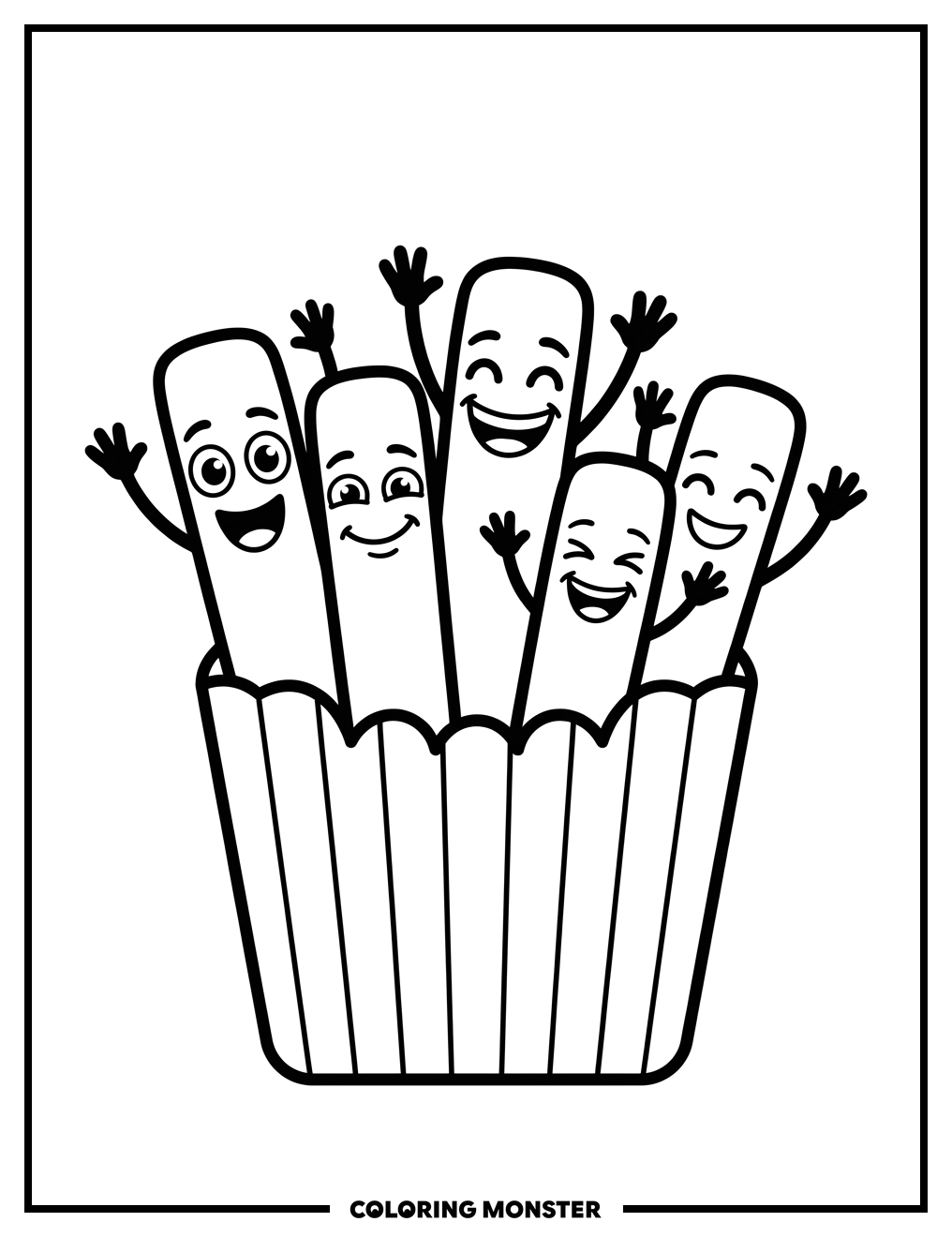 French Fries In A Carton Coloring Page