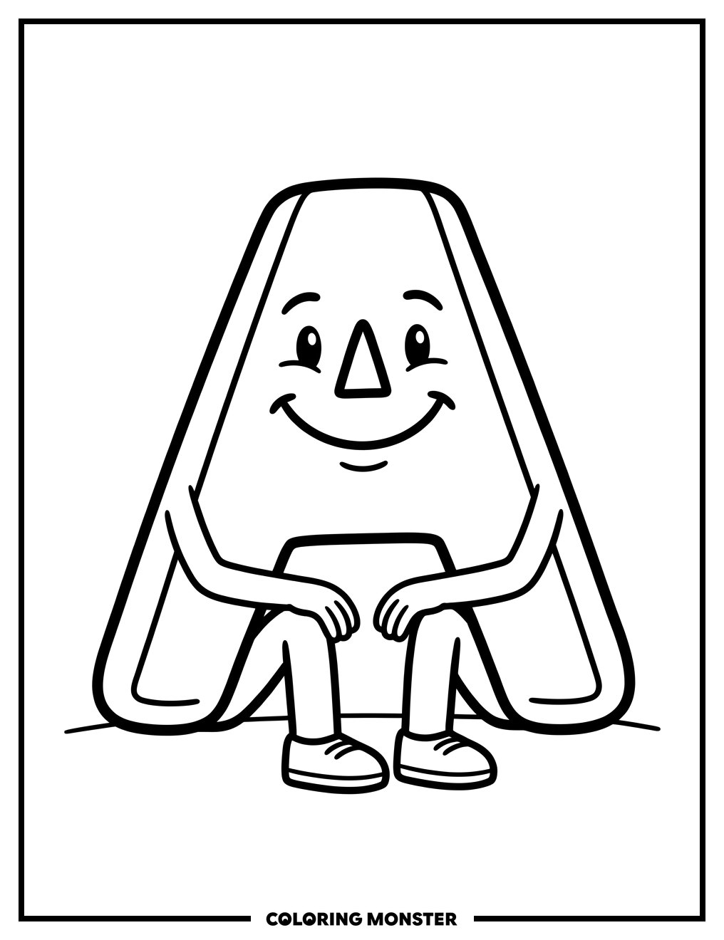 Friendly Capital Letter A Coloring Page