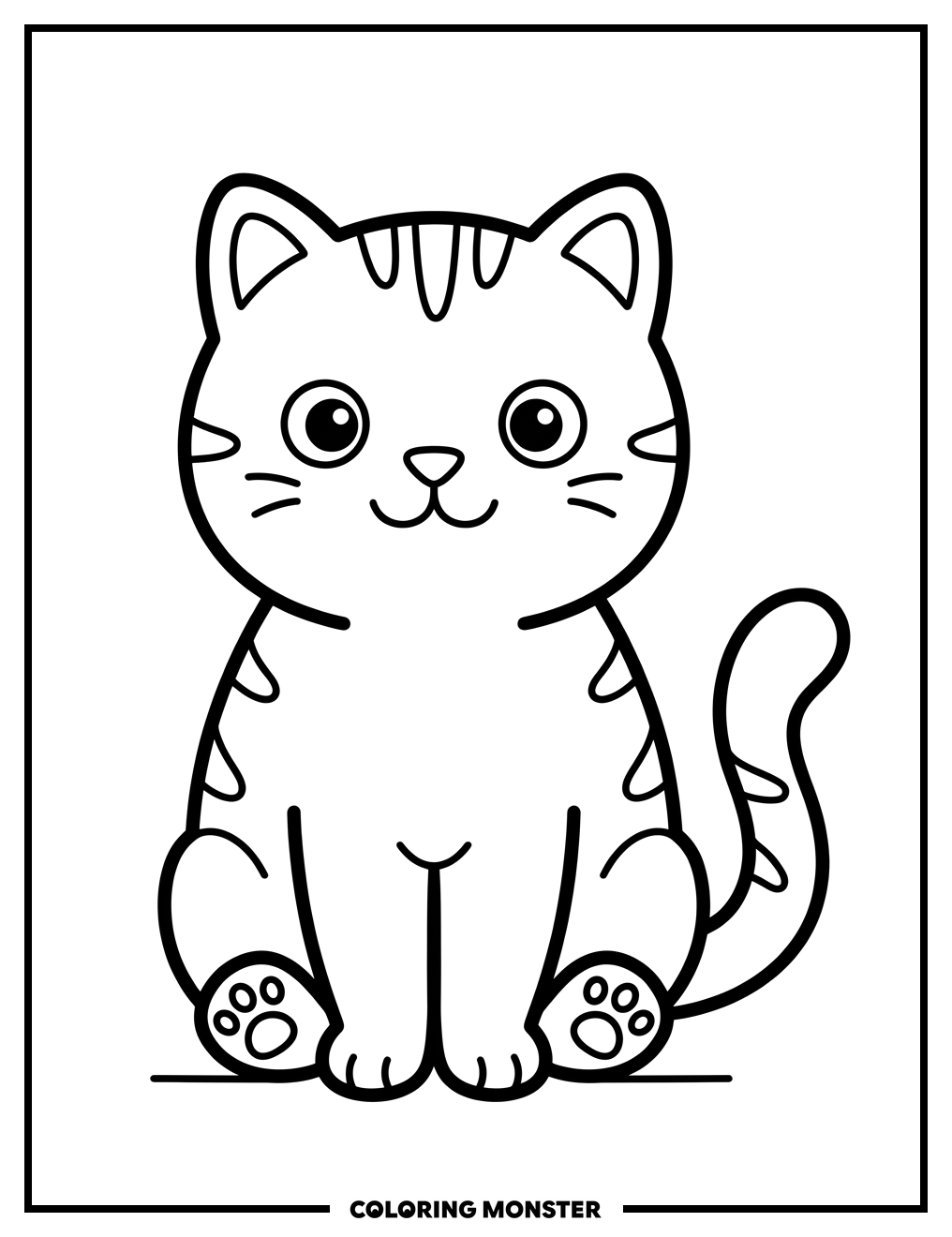 Friendly Cartoon Cat Coloring Page