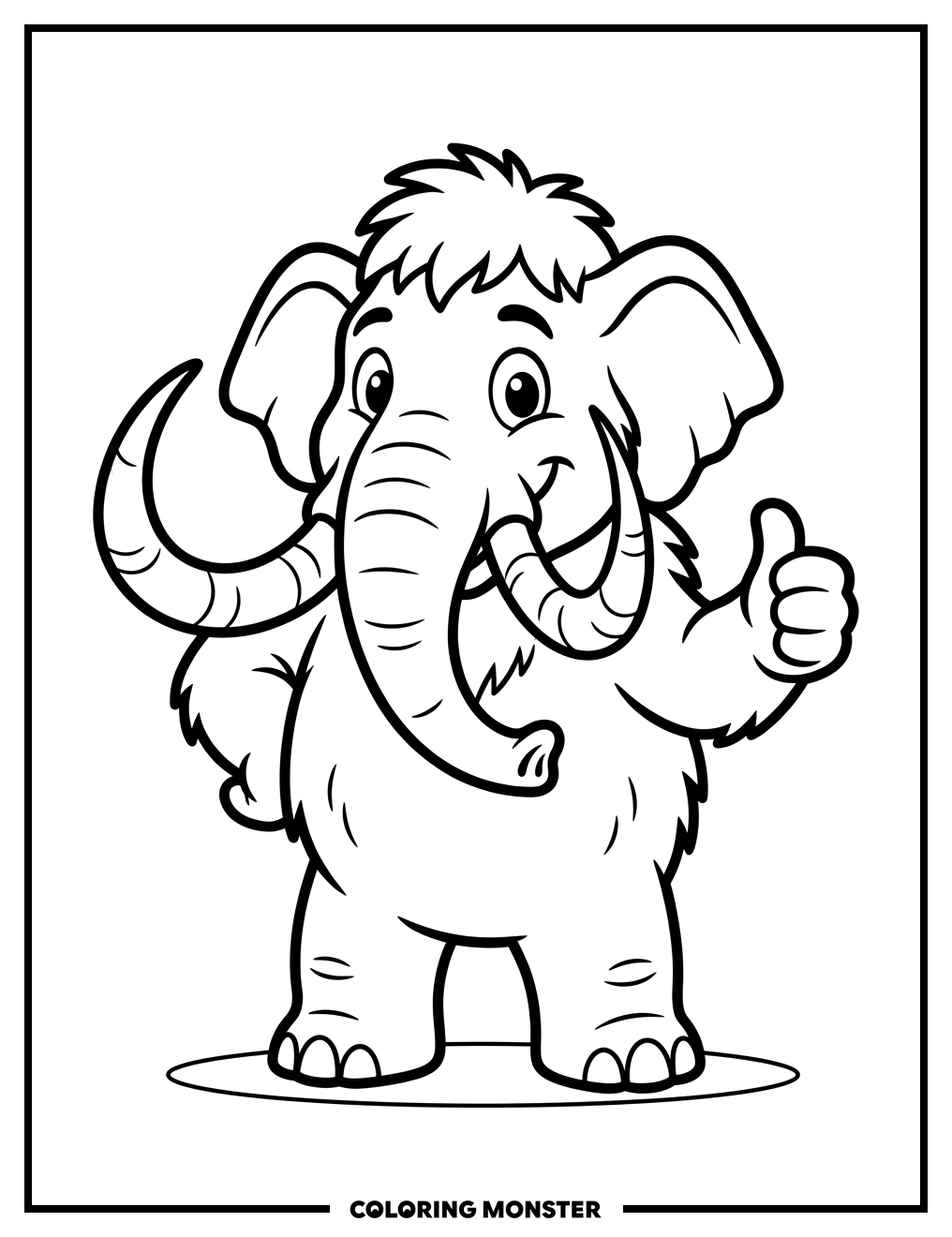 Friendly Cartoon Mammoth Mascot Coloring Page