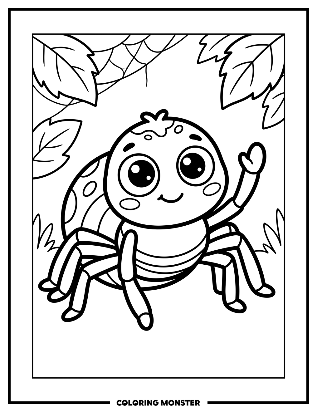 Friendly Cartoon Spider Coloring Page
