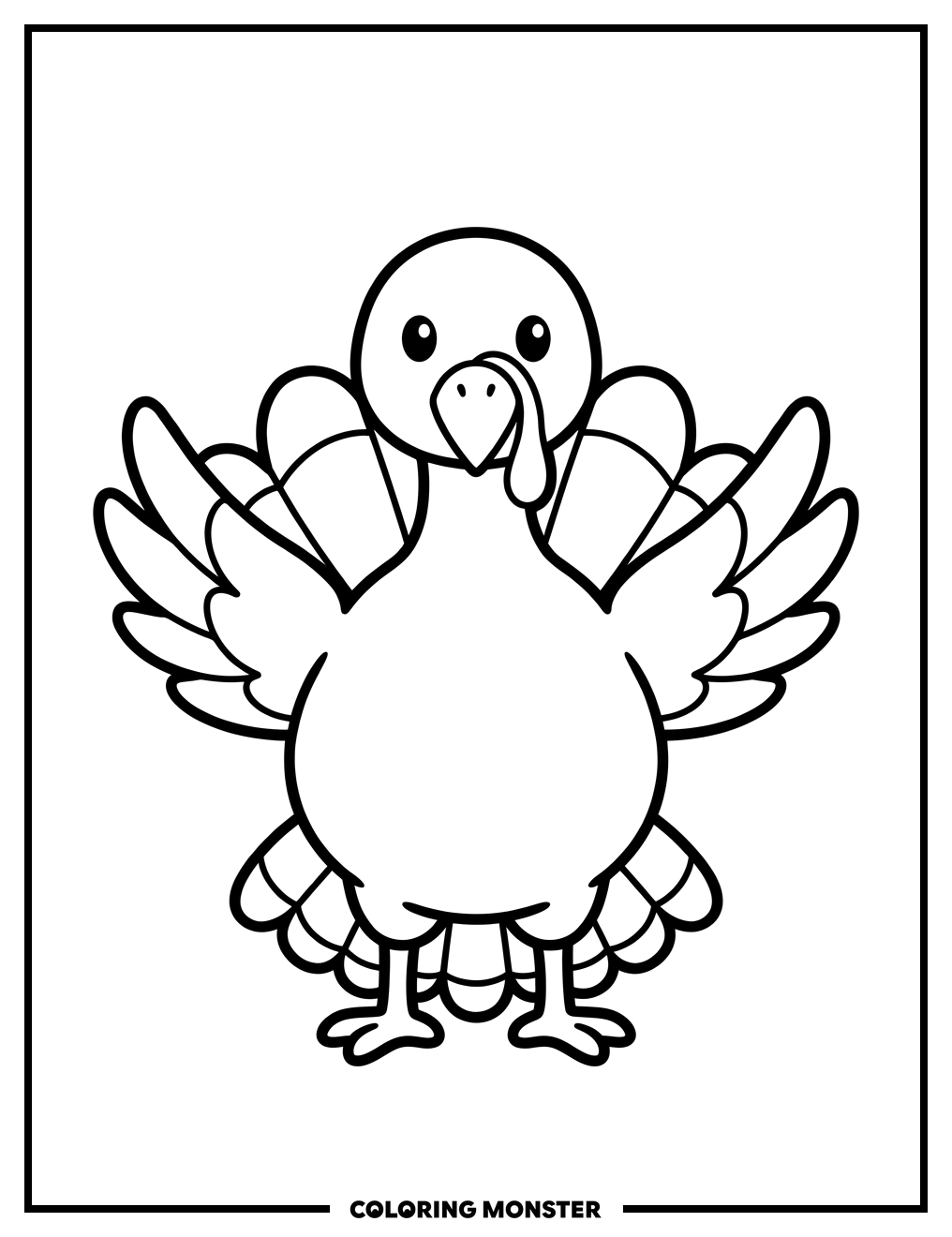 Friendly Cartoon Turkey Coloring Page