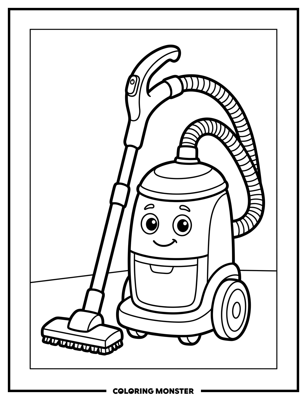 Friendly Cartoon Vacuum Cleaner Coloring Page