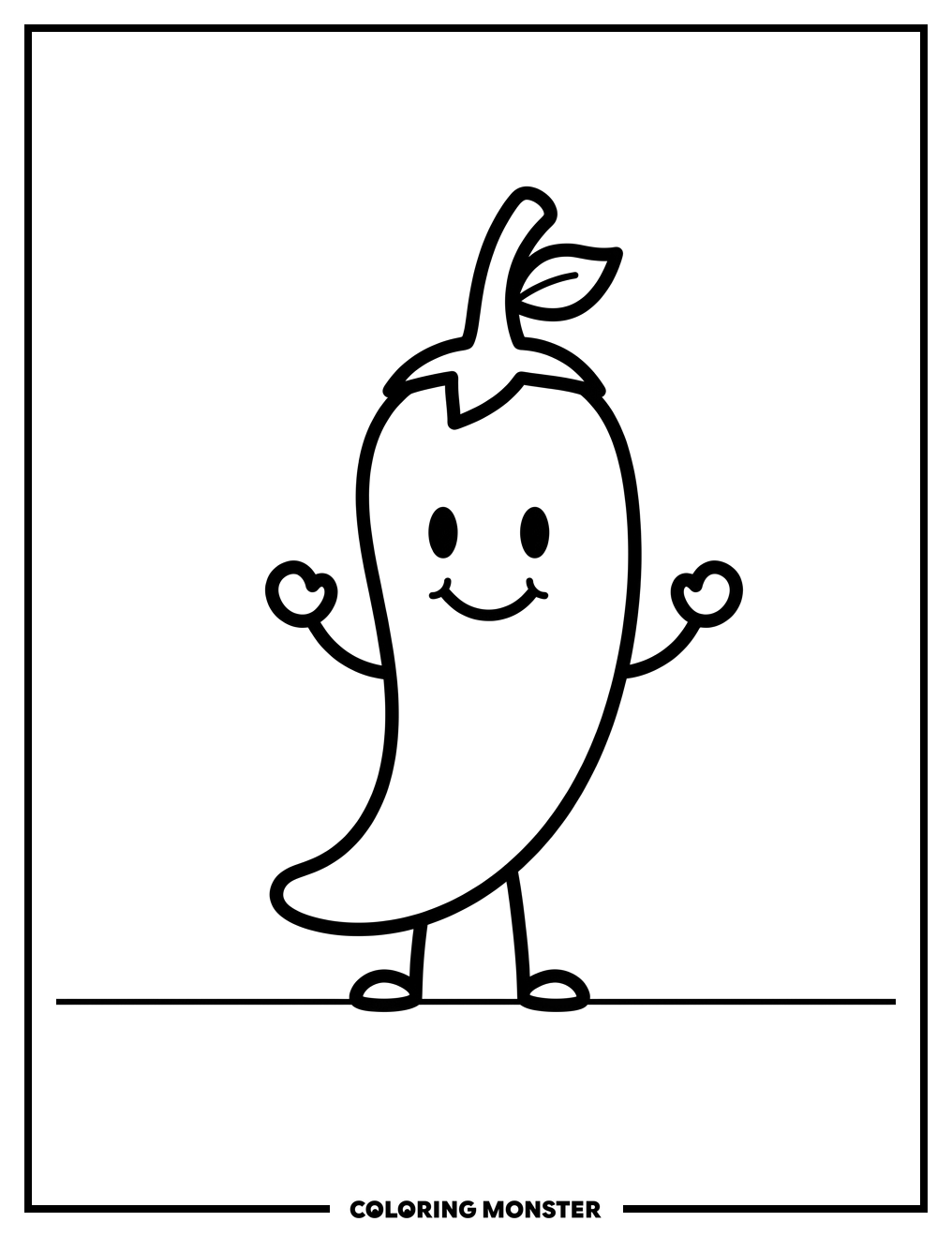Friendly Chili Pepper Coloring Page