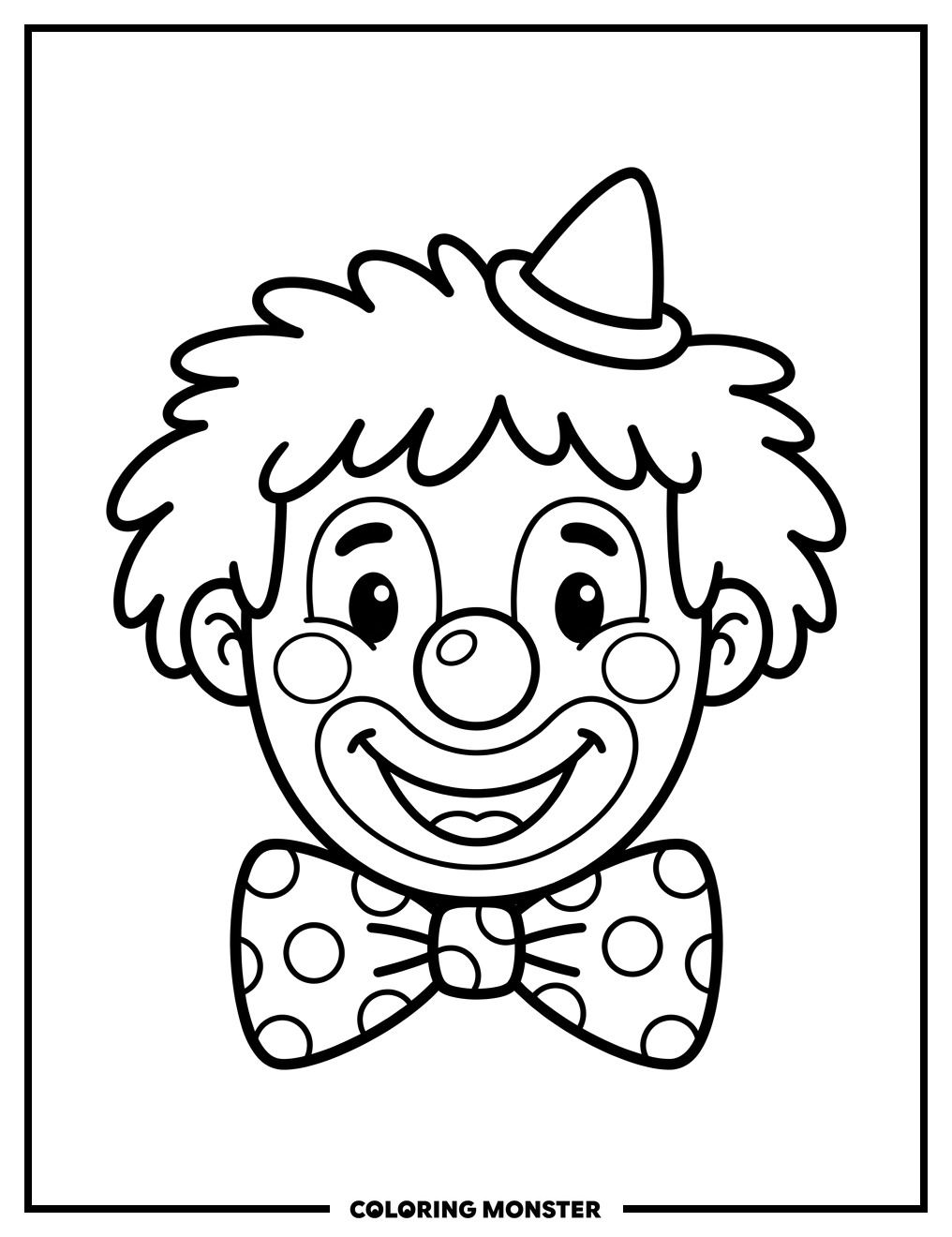 Friendly Clown Face Coloring Page