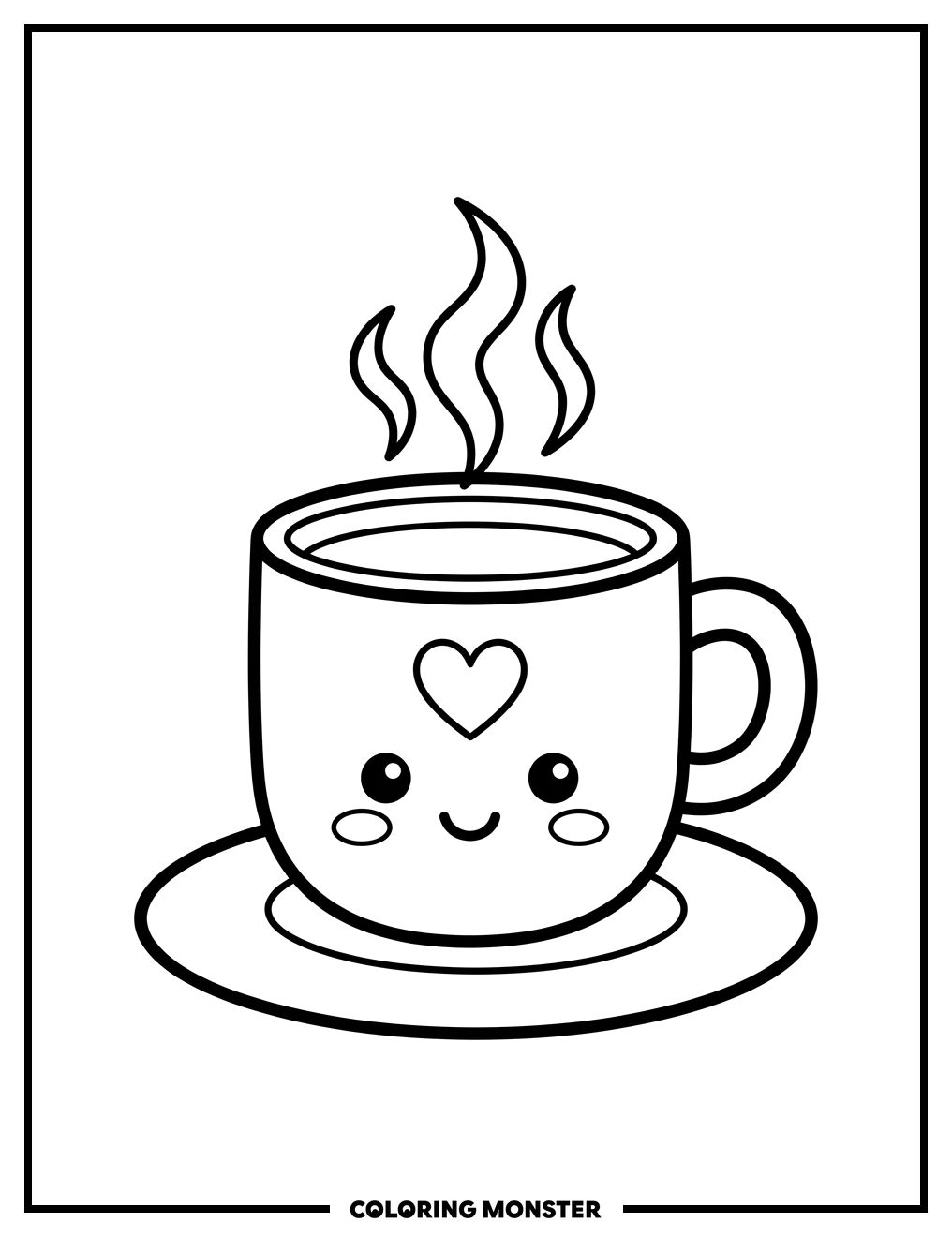 Friendly Coffee Mug Coloring Page