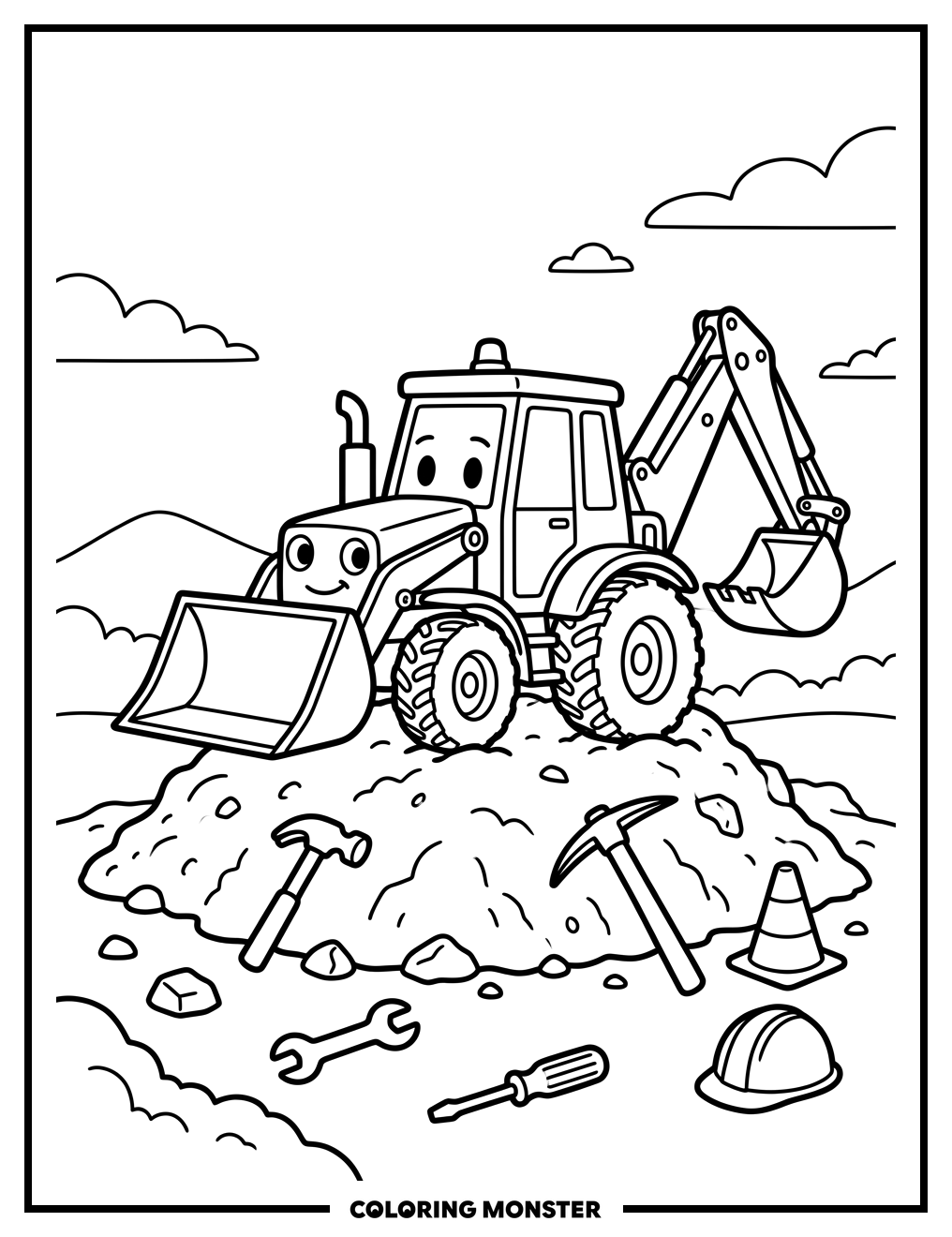 Friendly Construction Truck Coloring Page