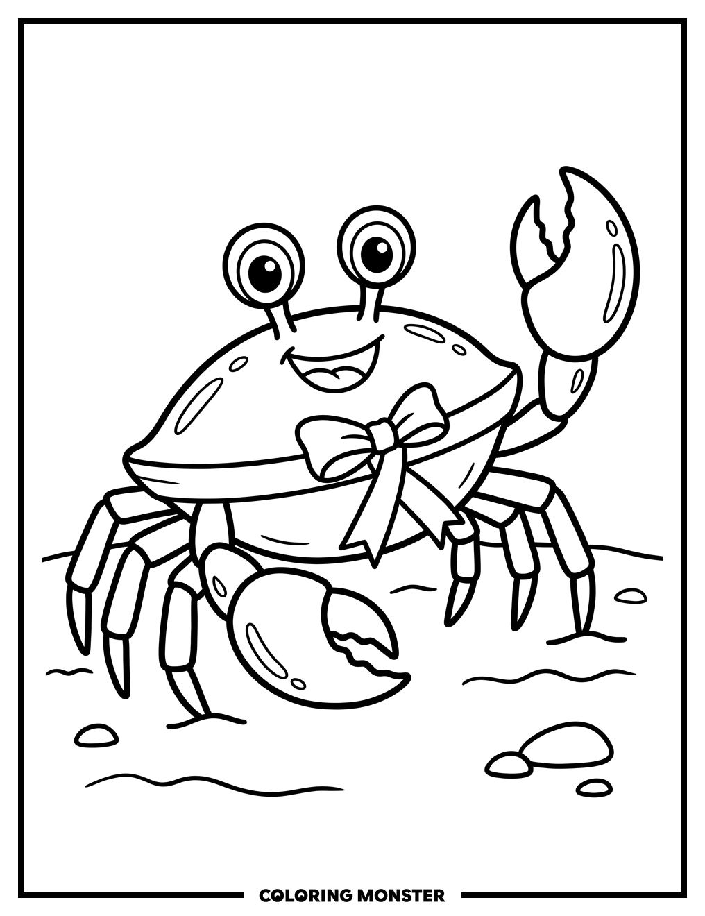 Friendly Crab With Awareness Ribbon Coloring Page
