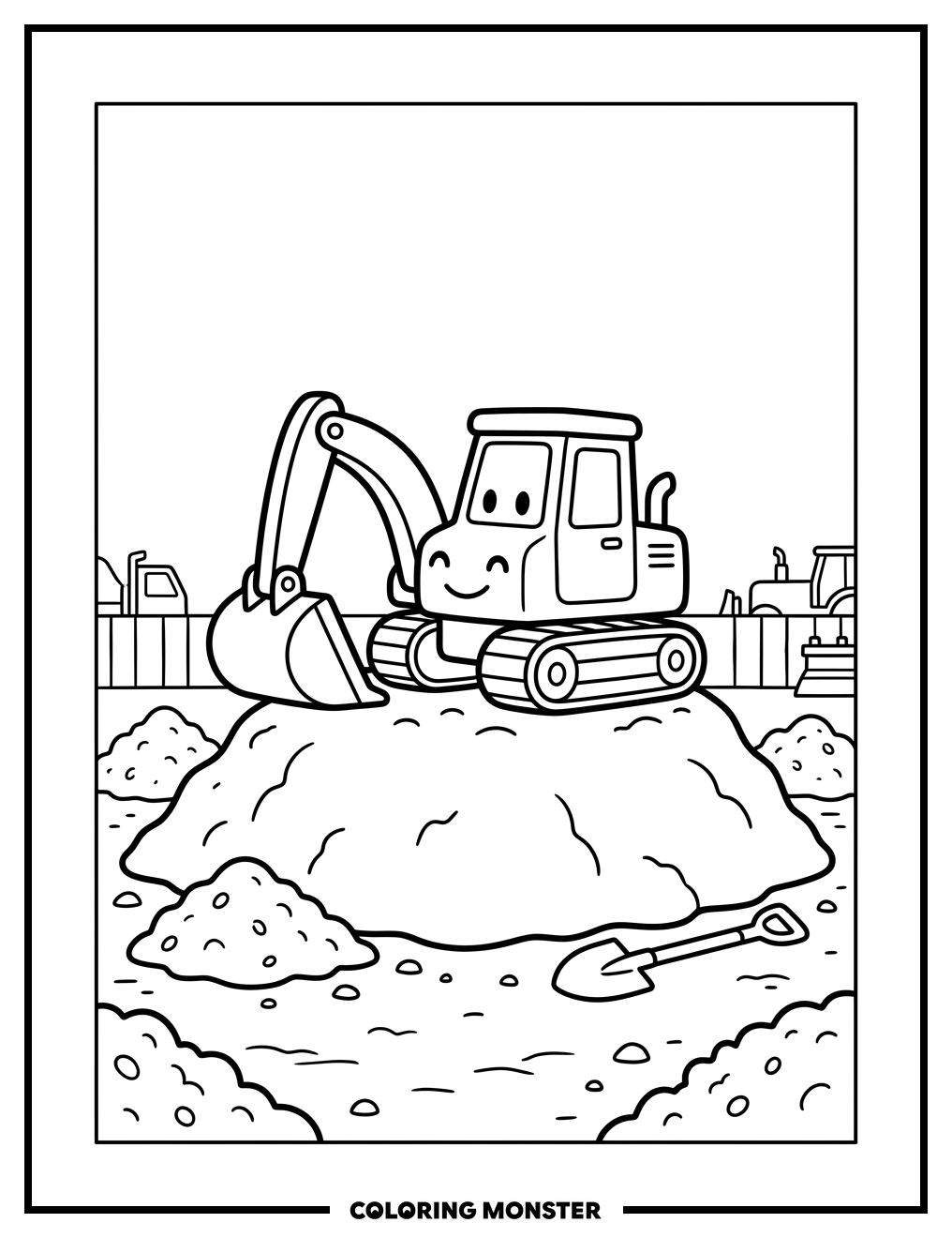 Friendly Digger Truck Coloring Page