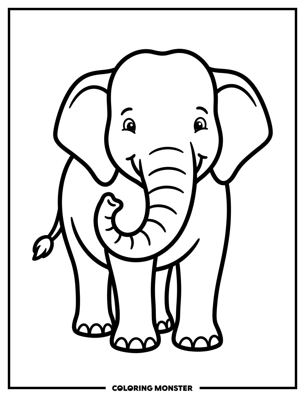 Friendly Elephant Coloring Page