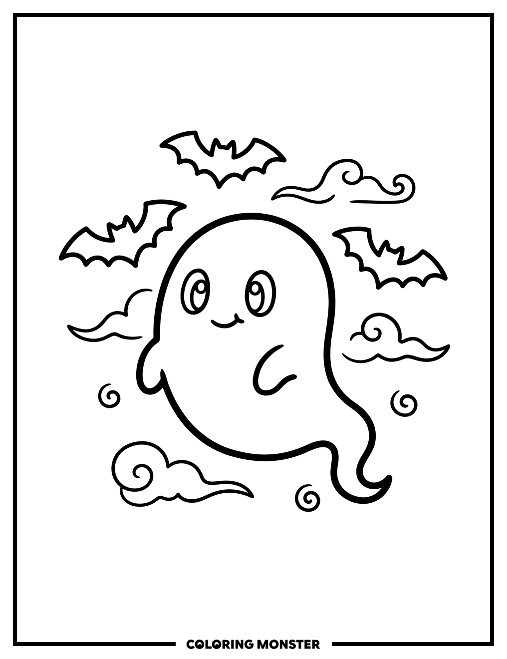 Friendly Floating Ghost Coloring Page