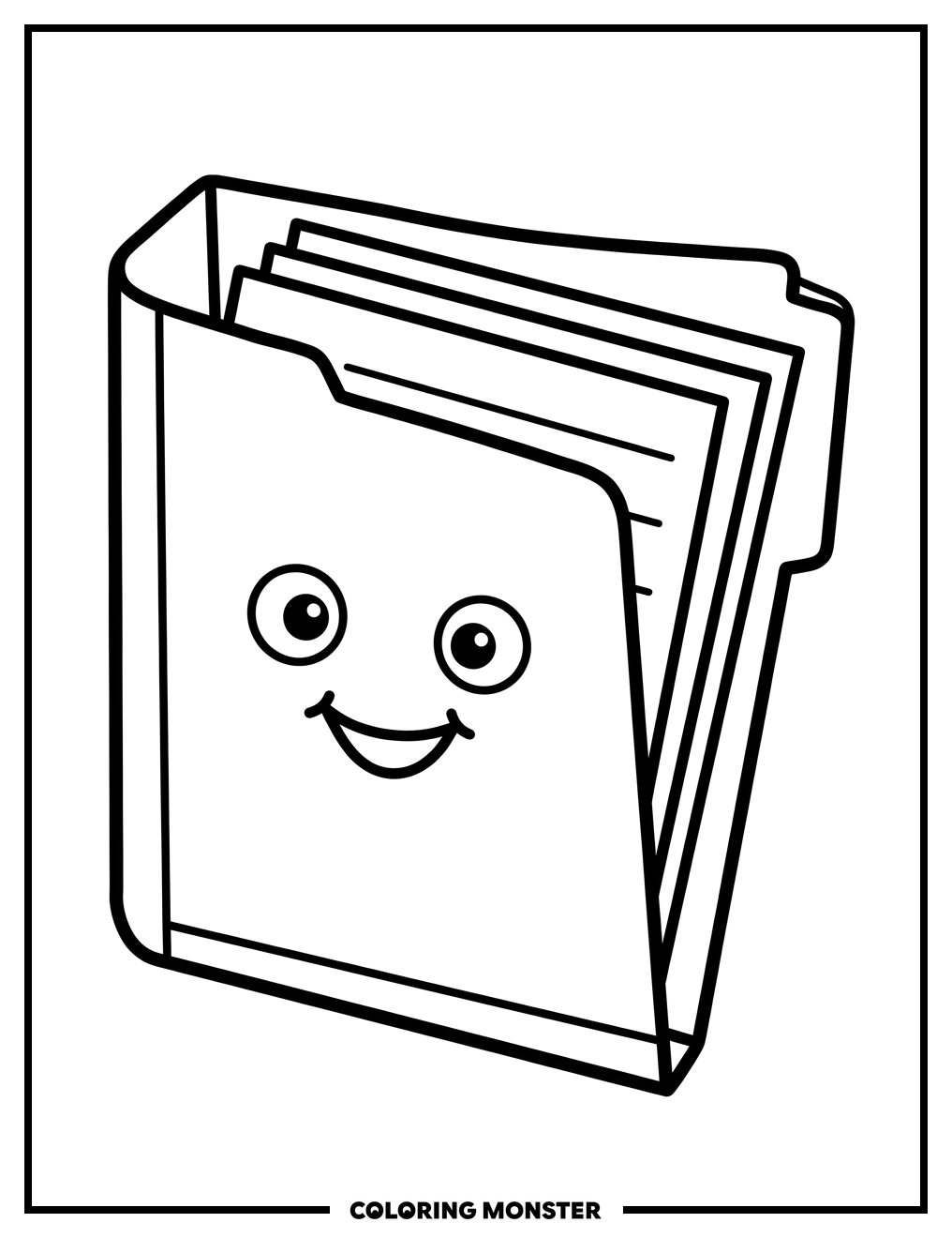 Friendly Folder With Paper Coloring Page
