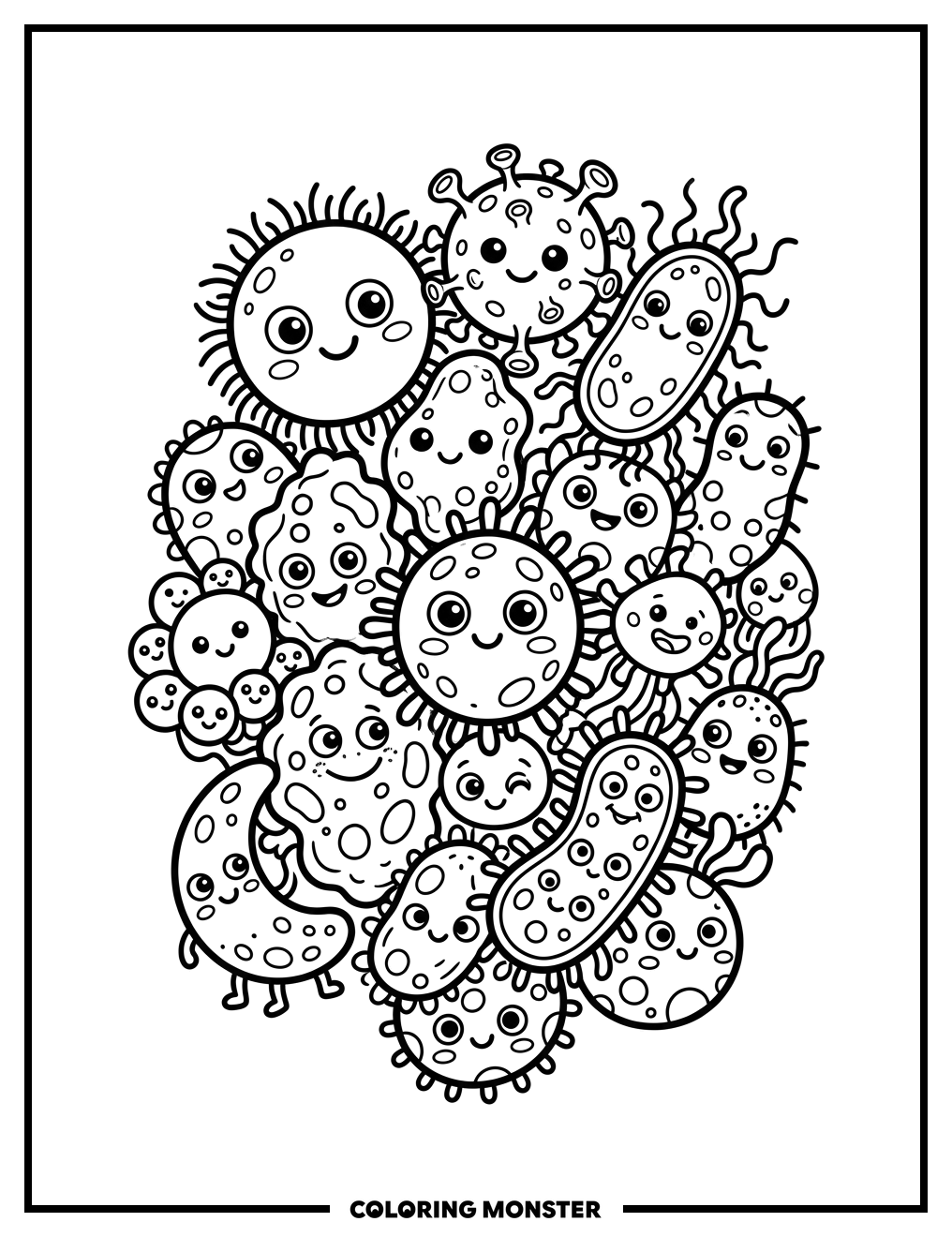 Friendly Germs Together Coloring Page