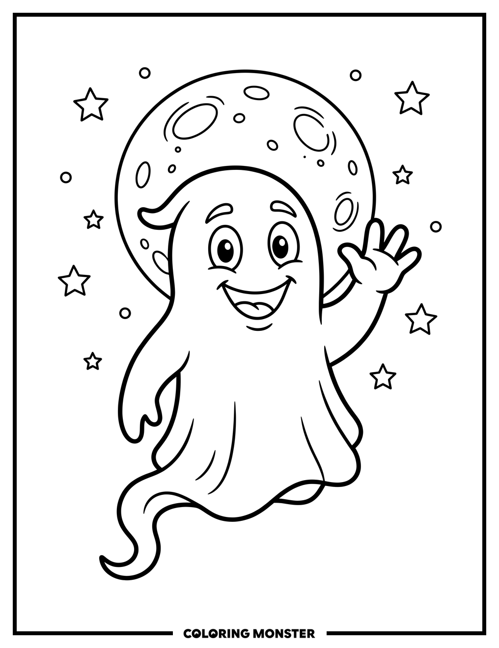 Friendly Ghost Waving By The Moon