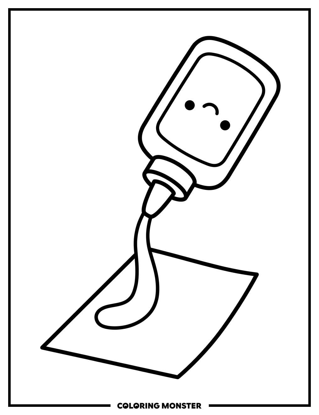 Friendly Glue Bottle Pouring Glue Coloring Page