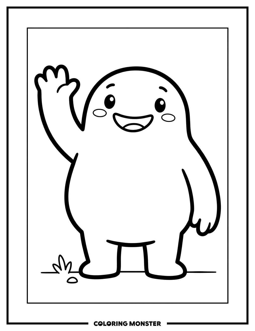 Friendly Goob Waving Coloring Page