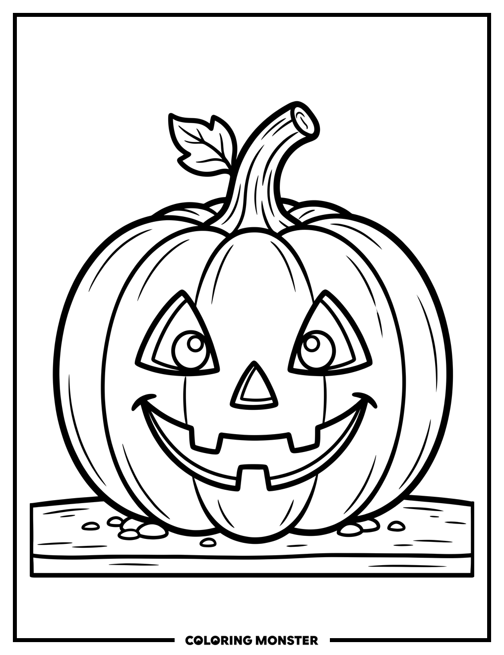 Friendly Jack-o'-Lantern Pumpkin Coloring Page