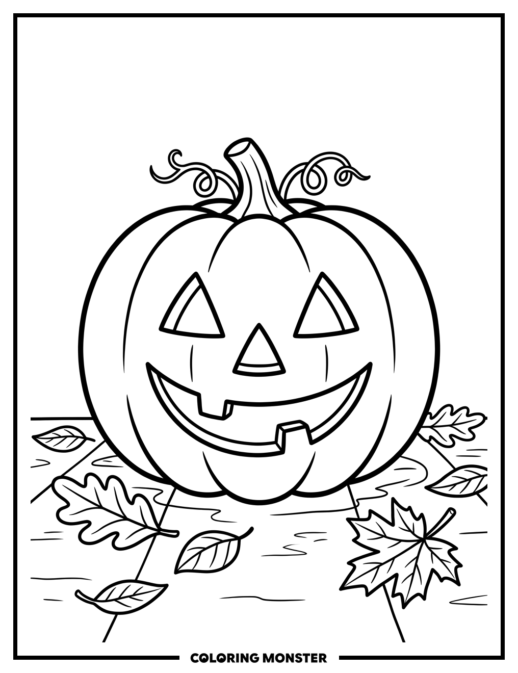Friendly Jack-o'-Lantern Pumpkin Coloring Page