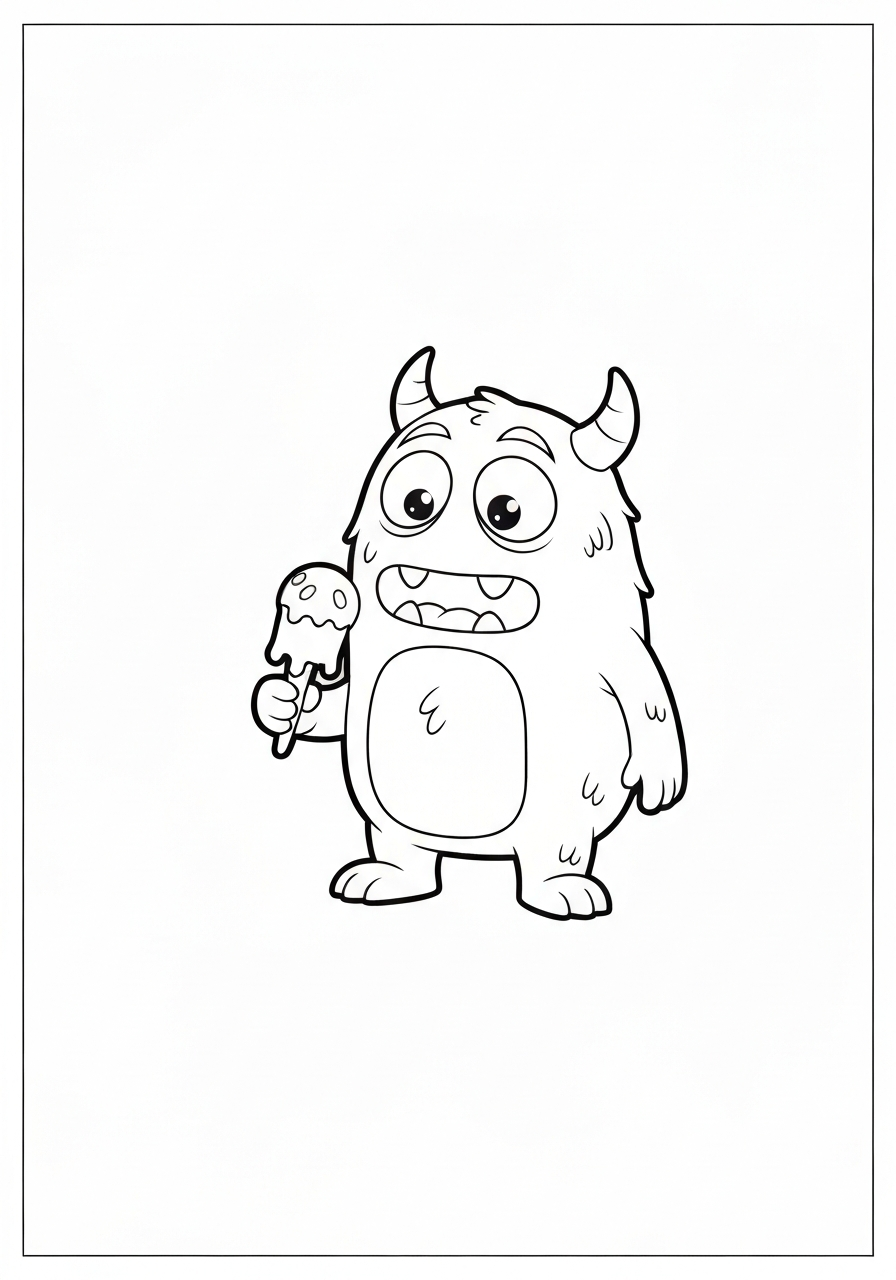 Friendly Monster Eating Ice Cream