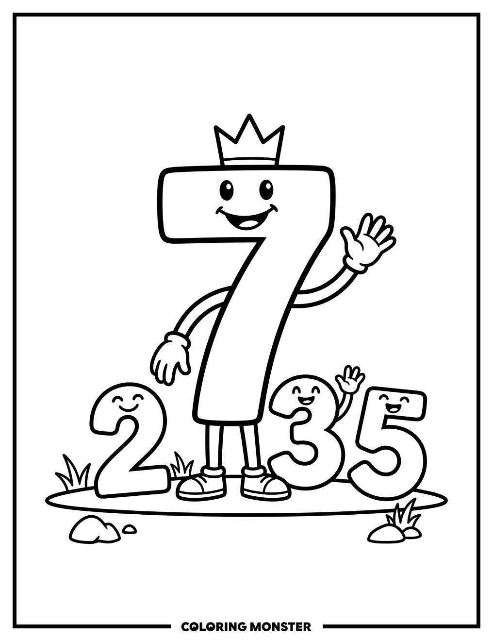Friendly Number 7 With Prime Friends Coloring Page